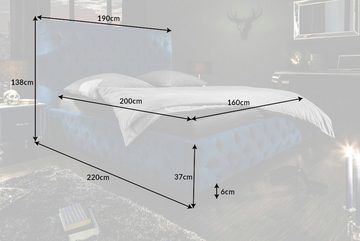 riess-ambiente Bett PARIS 160x200cm dunkelblau (Einzelartikel, 1-tlg), mit Samt-Bezug