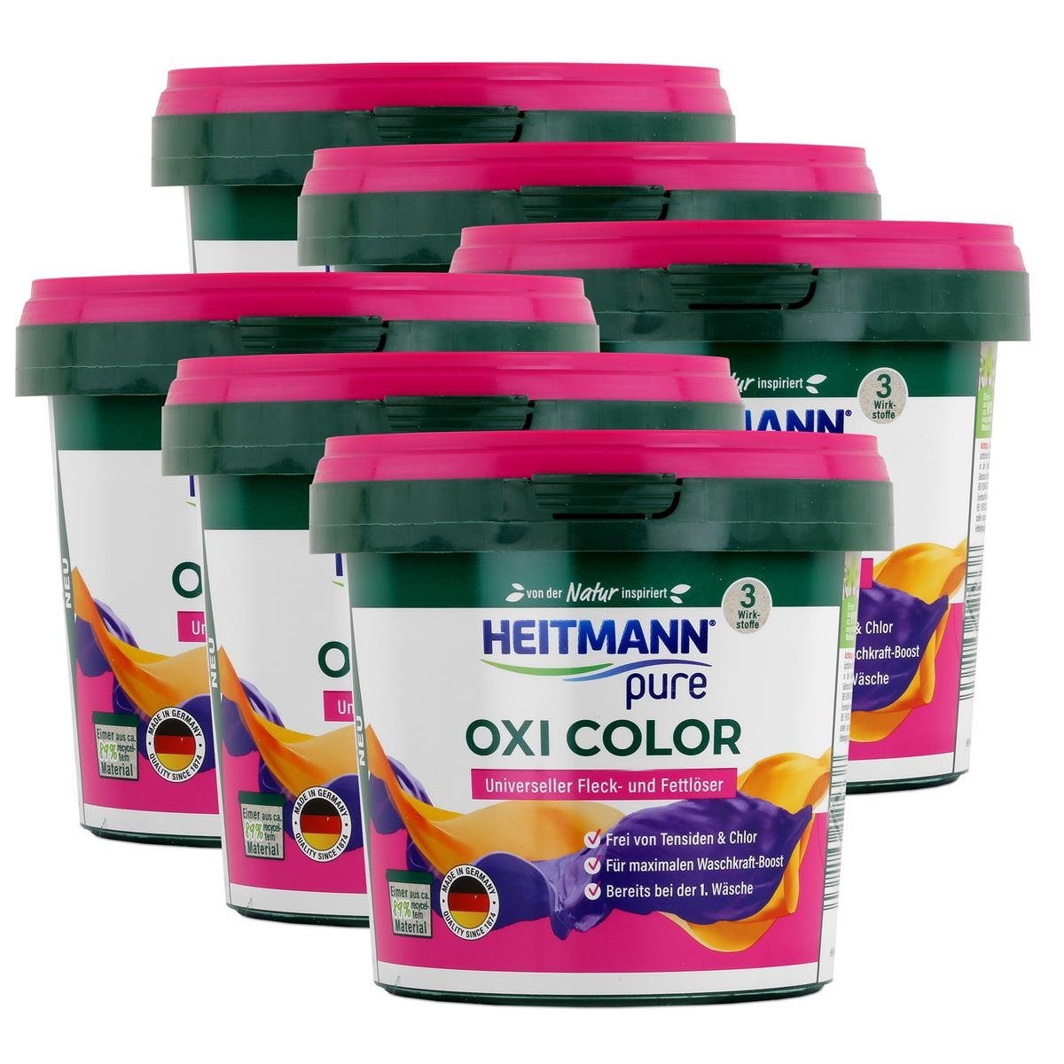 Heitmann pure Oxi Color 500g - Universeller Fleck- und Fettlöser (6er Colorwaschmittel