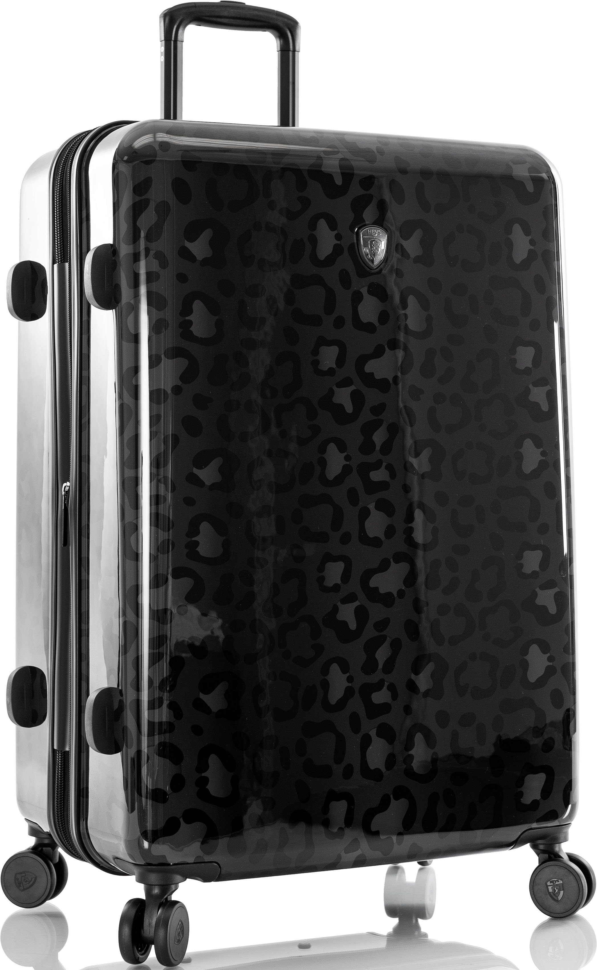 Heys Leopard, 4 76 Hartschalen-Trolley Black Leopard mit cm, Volumenerweiterung Rollen,
