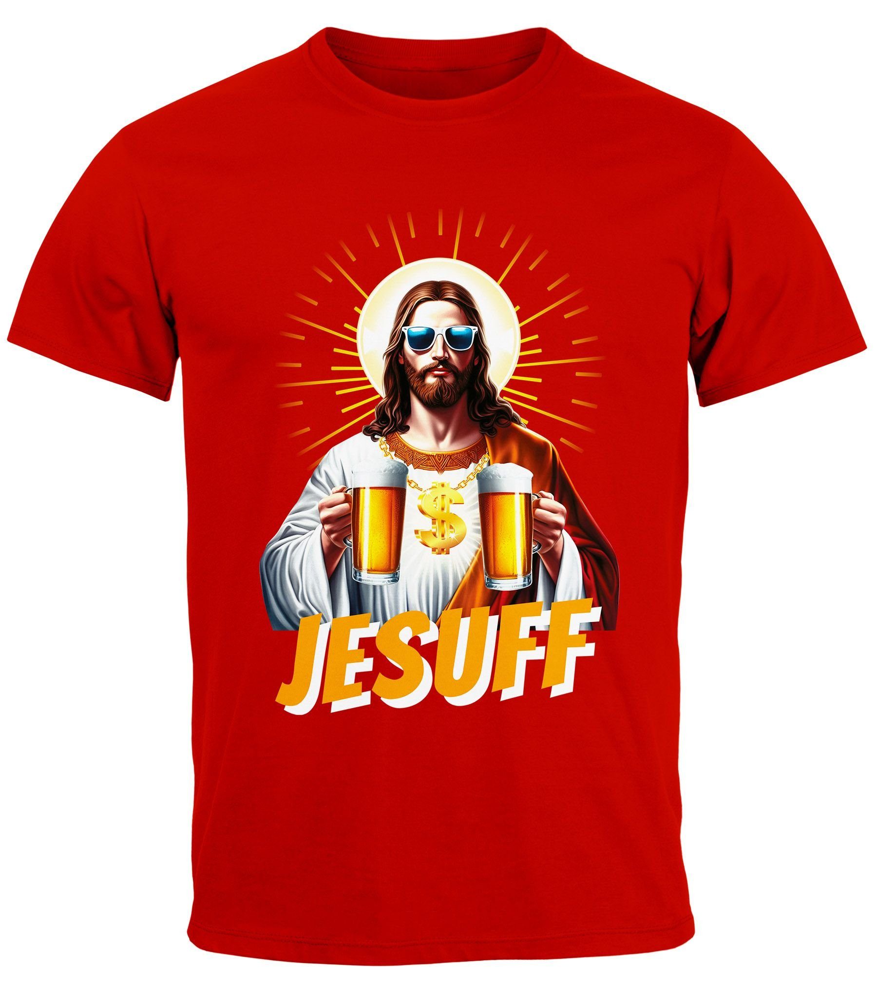 MoonWorks Print-Shirt Herren T-Shirt Bier Jesus günstig online kaufen