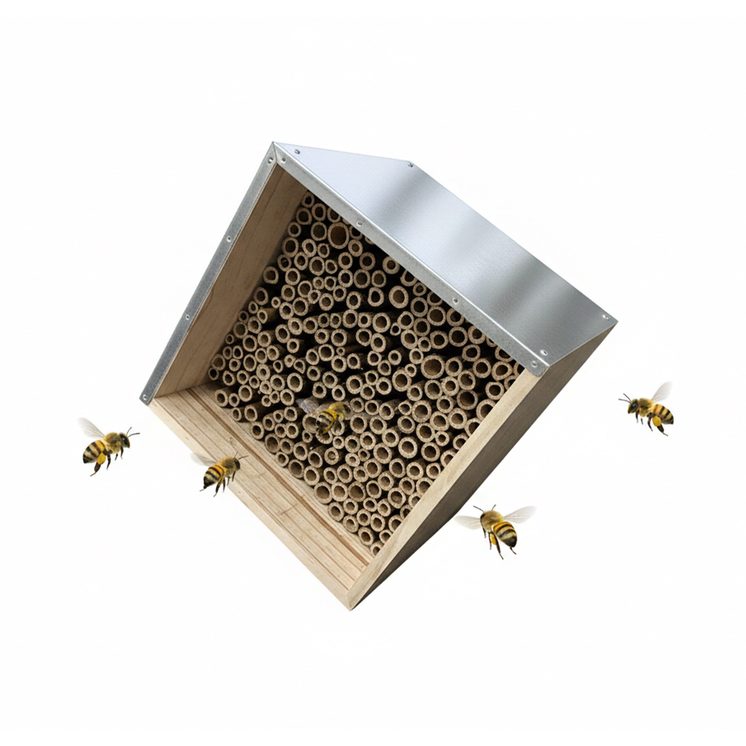 relaxdays Insektenhotel Bienenhotel mit Metalldach, B
