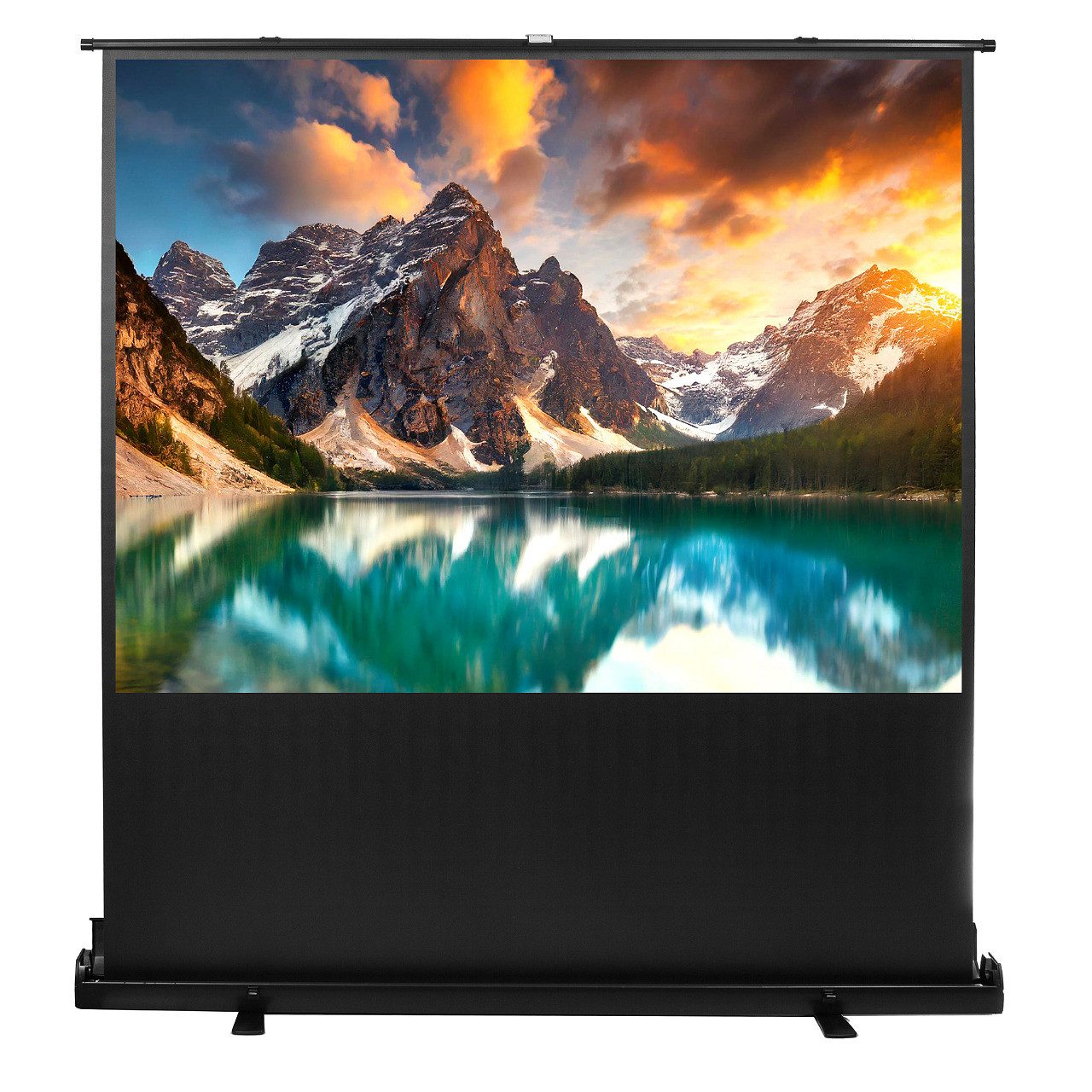 Maclean MC-210 Rolloleinwand (Bodenprojektionswand 66 Zoll 16:9 Tragbar)