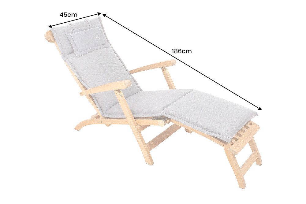 riess-ambiente Liegenauflage ROG 45x186cm beige – Sitzkissen, Polster-Auflage, (Einzelartikel, 1 St), bequemes Outdoor-Auflagekissen – ideal für Deckchair & Gartenliege