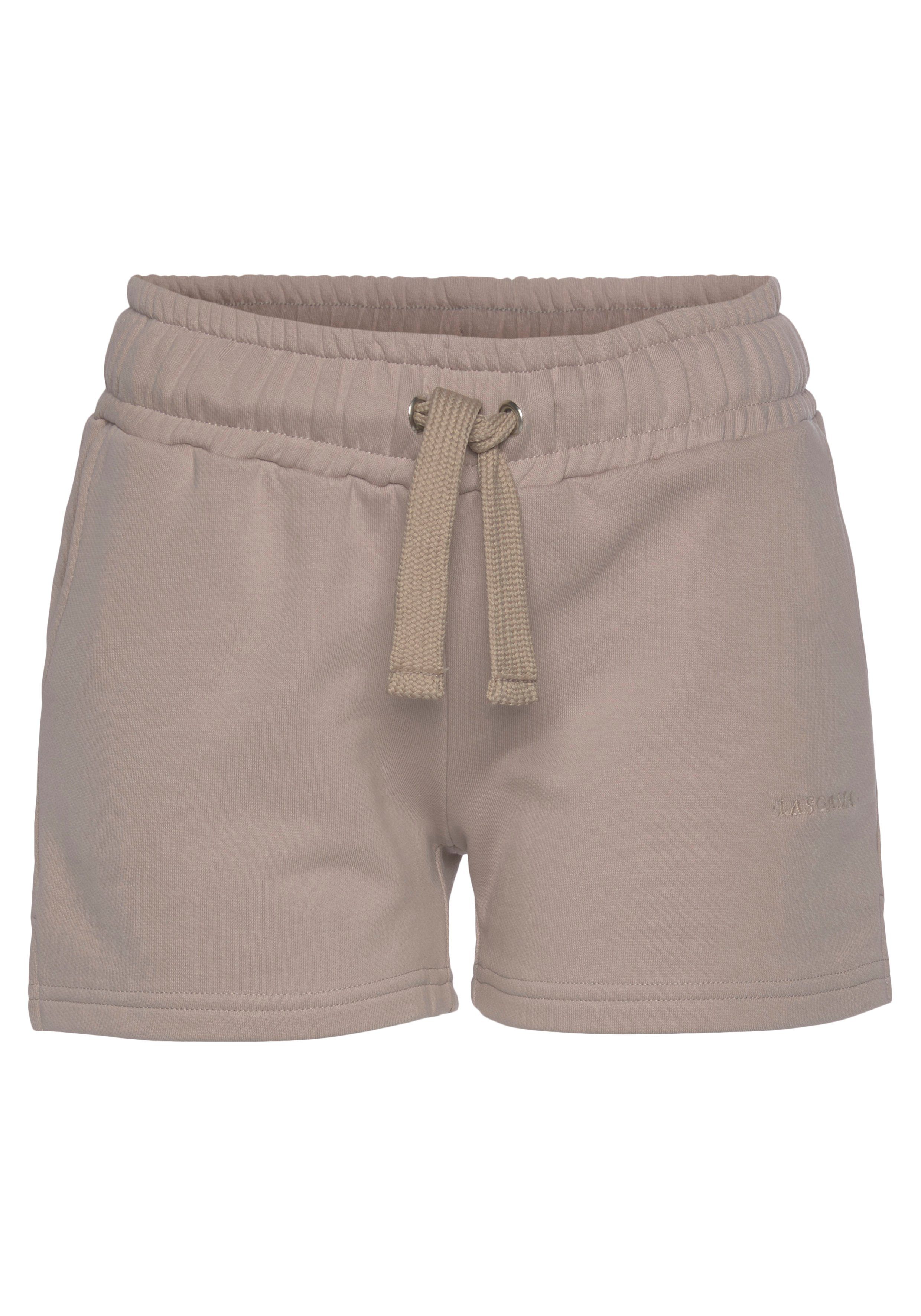 organischer LASCANA Loungeanzug Baumwolle, Sweatshorts aus taupe