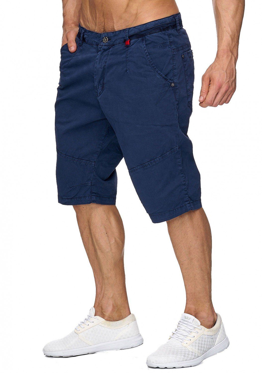 Shorts Bermuda in Hose 1930 Capri Dunkelblau 3/4 Max Chinoshorts (1-tlg) Men Stretch