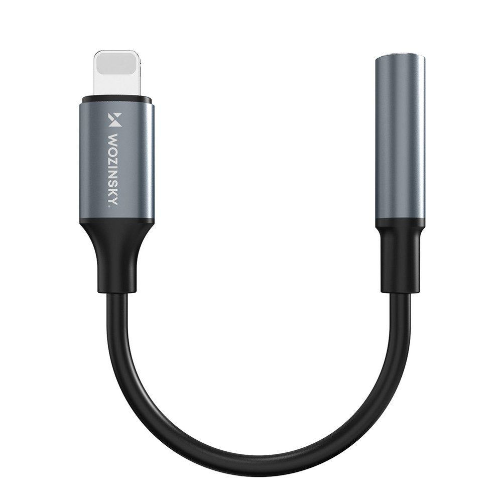 Wozinsky Audioadapter Klinkenadapter Kopfhöreranschluss Adapter Lightning zu 5 mm, Klinke 3, 13.0 cm, HiFi-Klang, Aluminium, 5.000 Biegungen, 13 cm