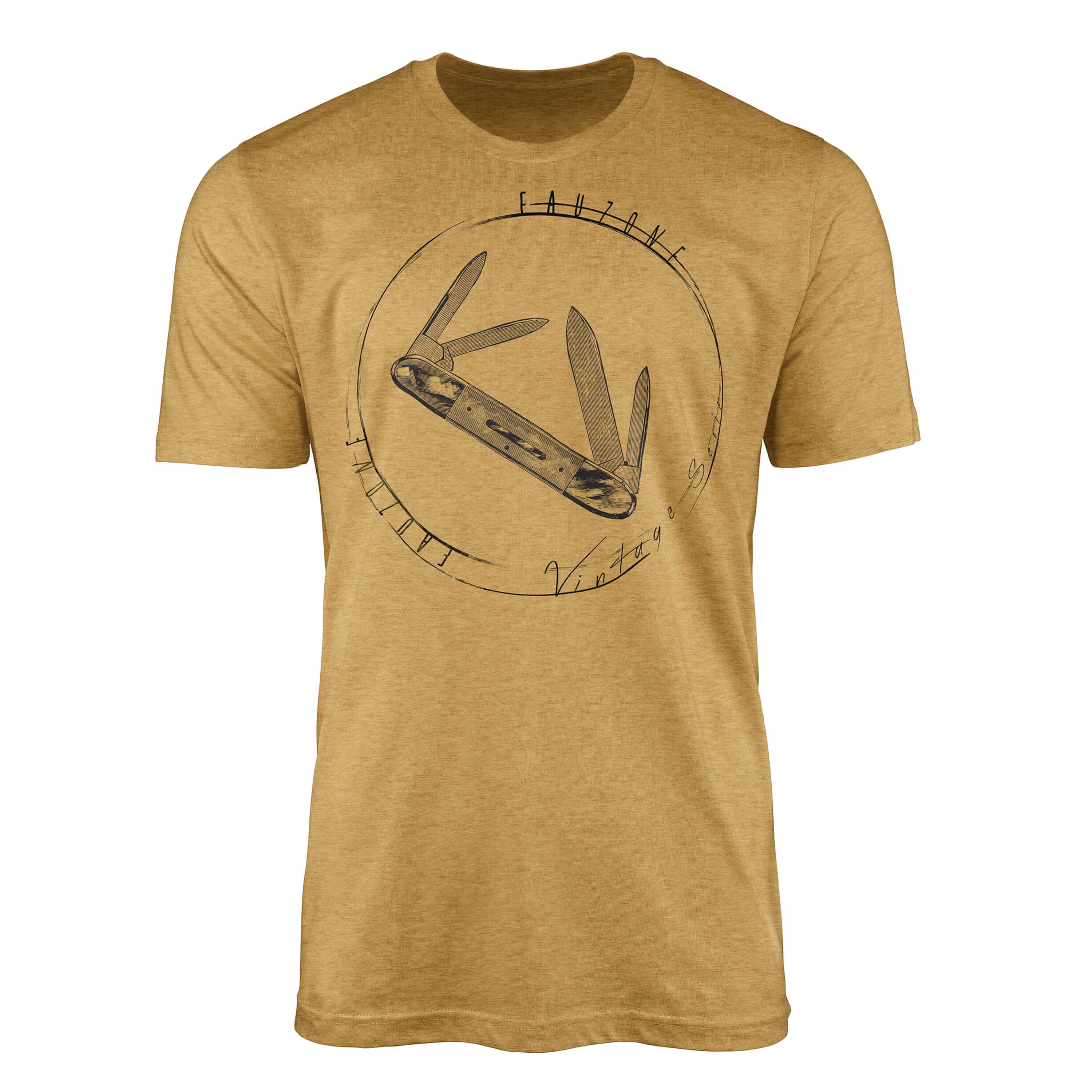 Sinus Art T-Shirt Vintage Herren T-Shirt Taschenmesser Antique Gold