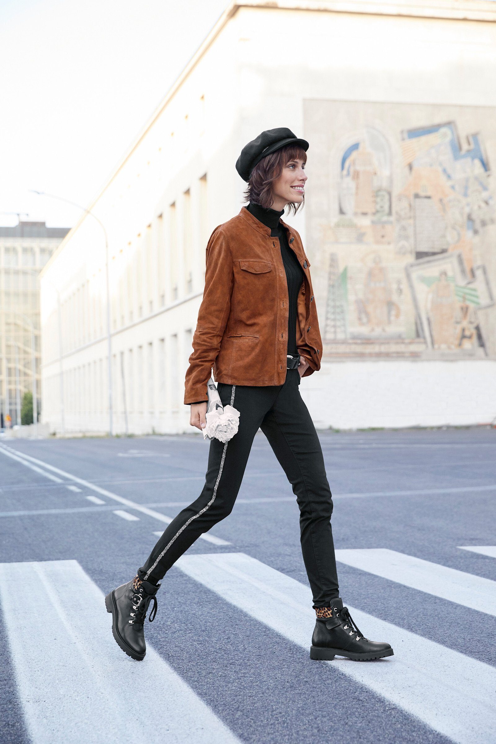 heine Allwetterjacke Leder-Jacke Langarm