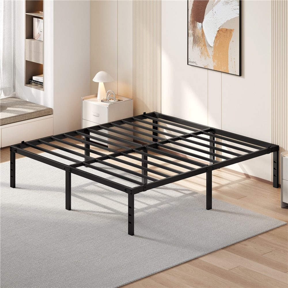 Yaheetech Metallbett 90×190/90×200/140×200/160×200/180×200 cm, Bettrahmen 36/41 cm H mit Lattenrost, Bettgestell aus Metall