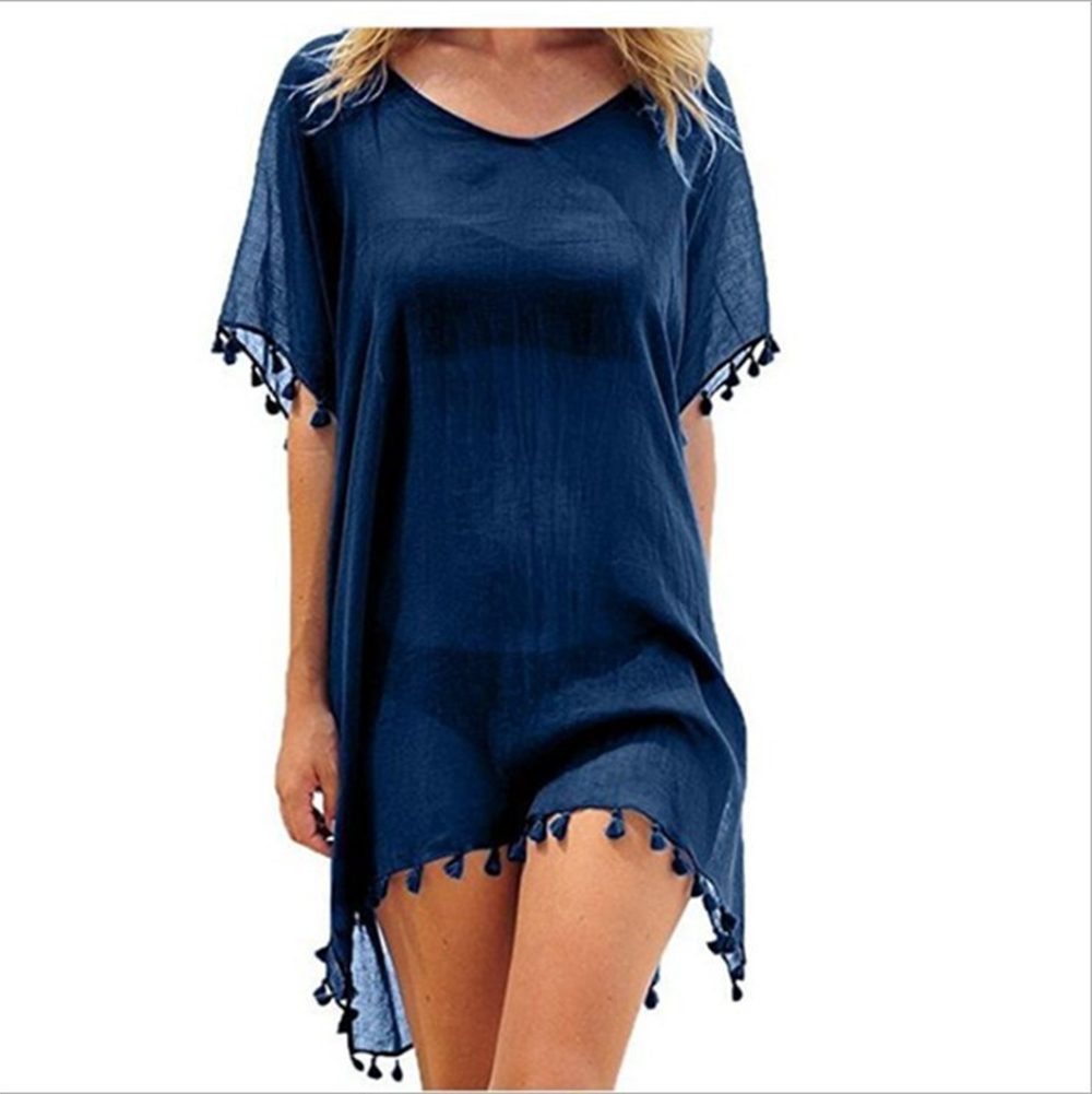 Zaewry Strandkleid Eleganter Strand-Überwurf, Damen Bikini-Überwurf mit Quasten Damen Strand,Strandbekleidung,für Urlaub, Strand) Pool, Party