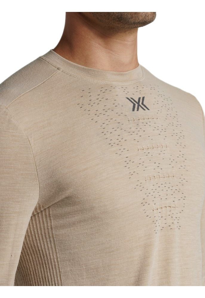 X-Bionic Langarmshirt Mightywool Shirt LS (Merinowolle, warm) sand/beige Herren