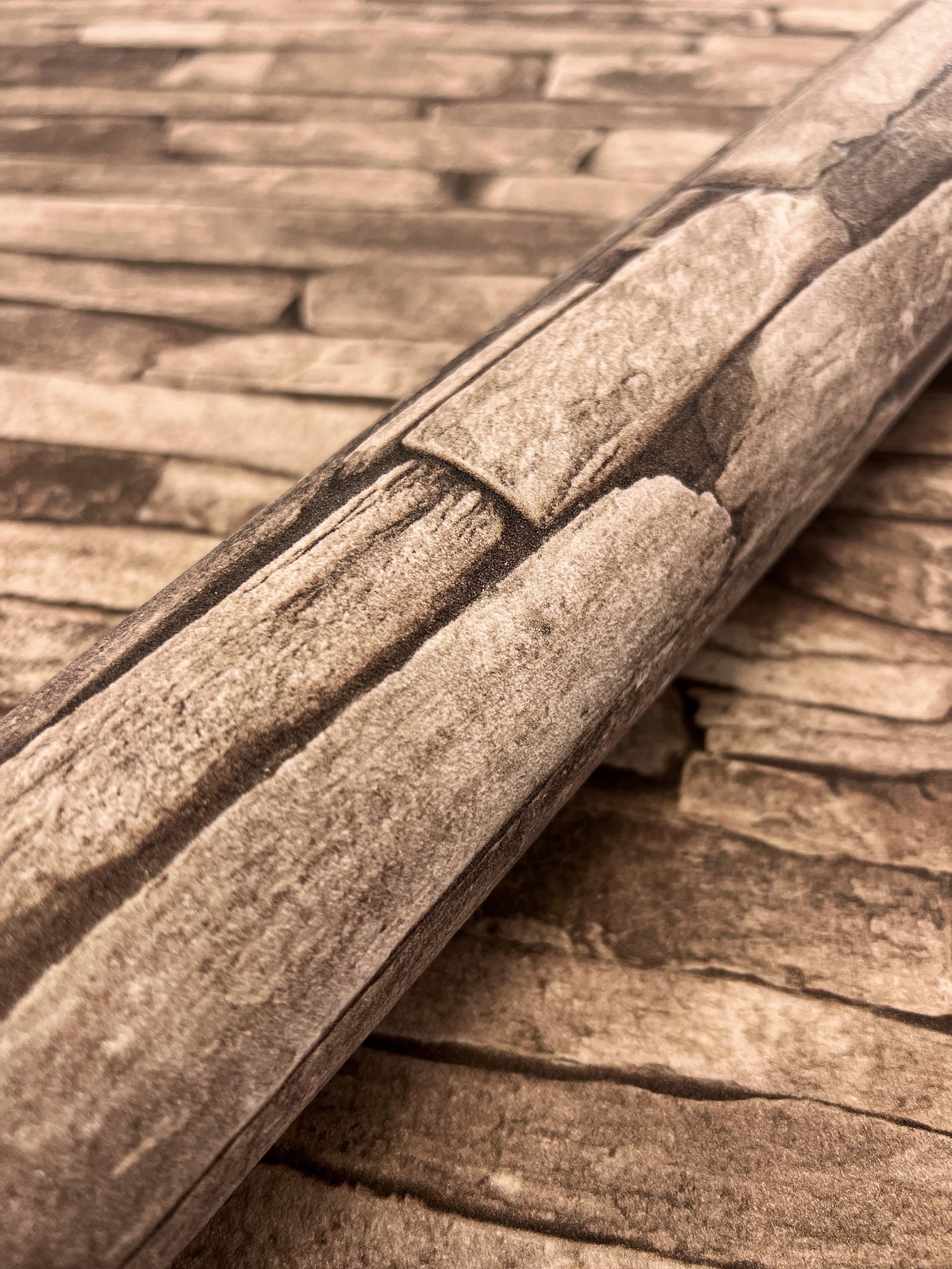 Newroom Vliestapete braun Tapete Ziegelstein Mauer,Stein, Beige Steintapete günstig online kaufen