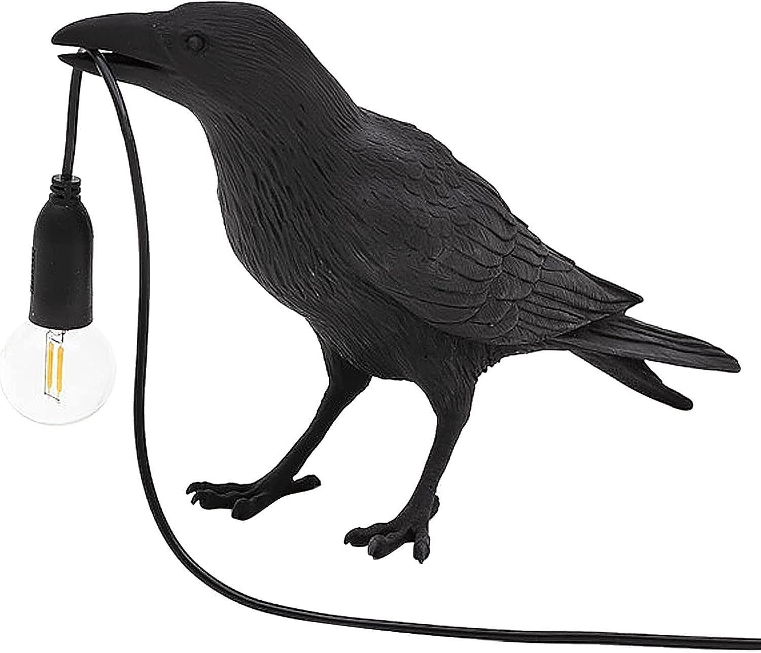 DOPWii LED Nachttischlampe Vögel Schreibtisch Lampe,Harz Nachtlicht,Wandleuchte mit Glühbirne