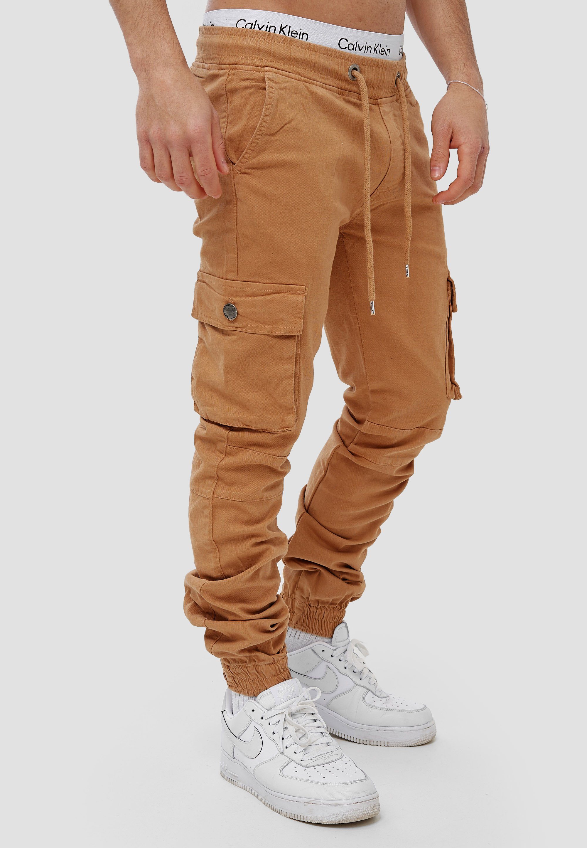 OneRedox Straight-Jeans H-3413 (Chino Cargohose Freizeit Business Streetwear, Casual Beige 1-tlg)