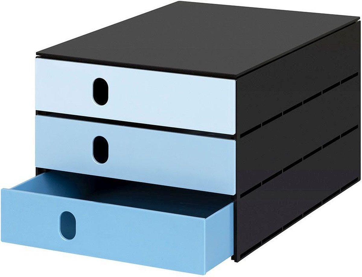 STYRO Organizer Schubladenbox styroval pro color flow 3 Schubladen geschlossen blau/sc