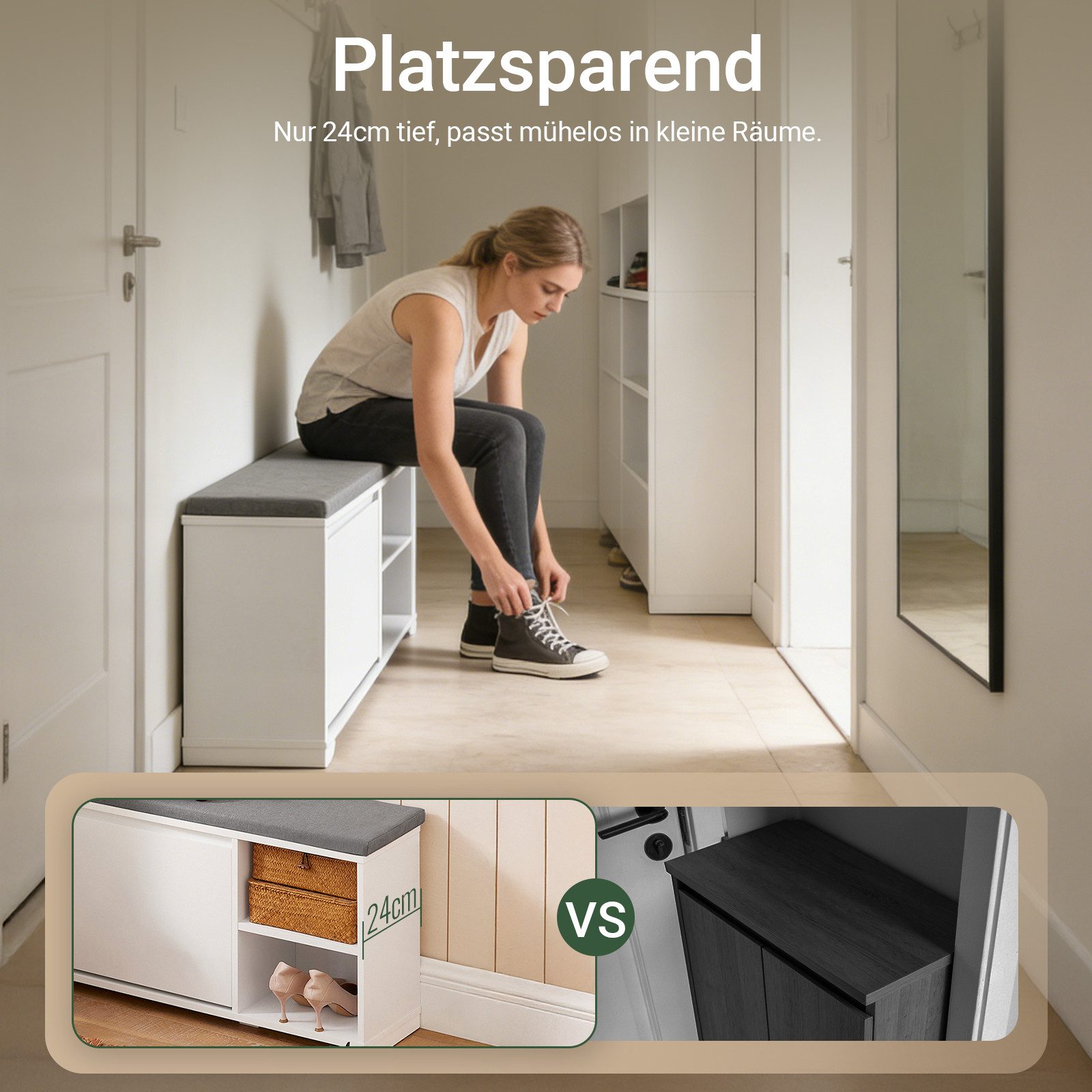 SoBuy Schuhbank FSR119, mit Sitzkissen Truhenbank Sitzbank mit Stauraum Schuhtruhe Sitzkommode