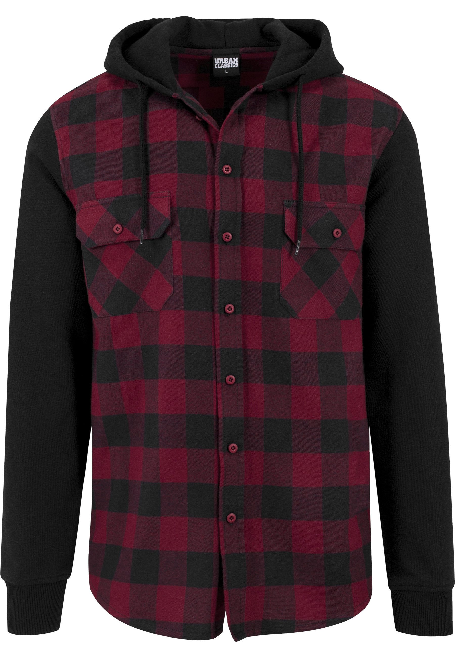 URBAN CLASSICS Langarm-Poloshirt Urban Classics Herren Hooded Checked Flanell Sweat Sleeve Shirt (1-tlg)