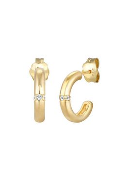 Elli DIAMONDS Paar Creolen Creolen Diamanten (0.03 ct) Edel 585er Gelbgold