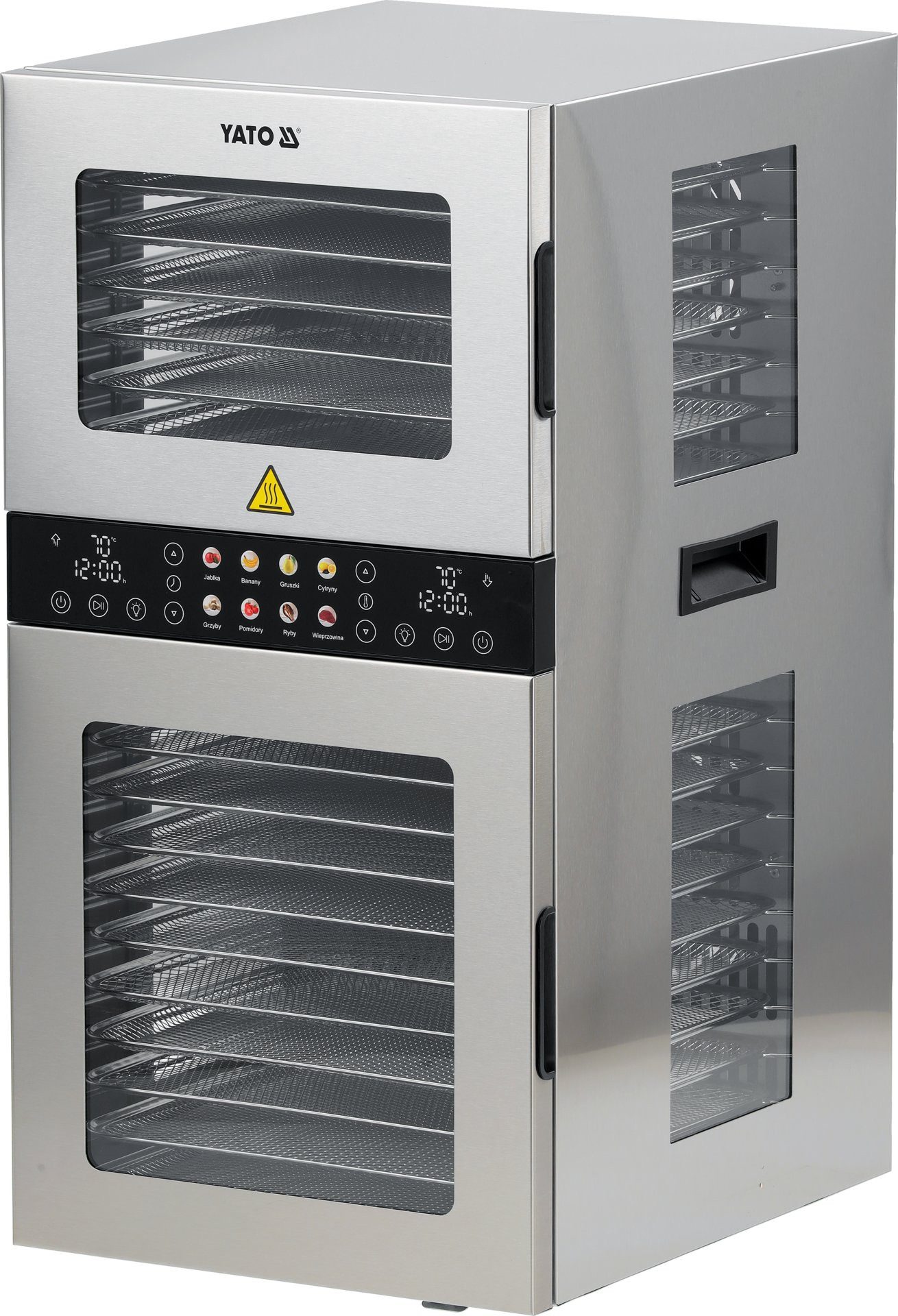 Yato Dörrautomat Gastro Lebensmitteltrockner mit 20 Edelstahl-Einschüben, 1500 W 1500 W, Gastro Lebensmitteltrockner mit 20 Edelstahl-Einschüben, 1500 W