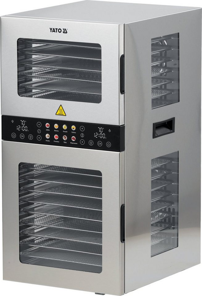 Yato Dörrautomat Déshydrateur alimentaire à 9 tamis, 600-700 W 1500 W, Gastro Lebensmitteltrockner mit 20 Edelstahl-Einschüben, 1500 W