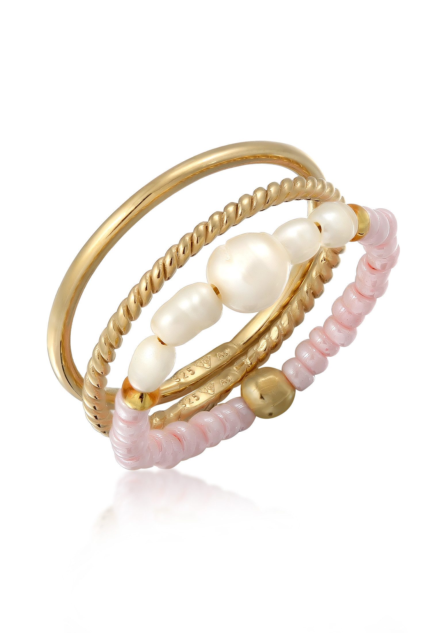 Elli Ring-Set Glasbeads Süßwasserperlen 3er Set günstig online kaufen