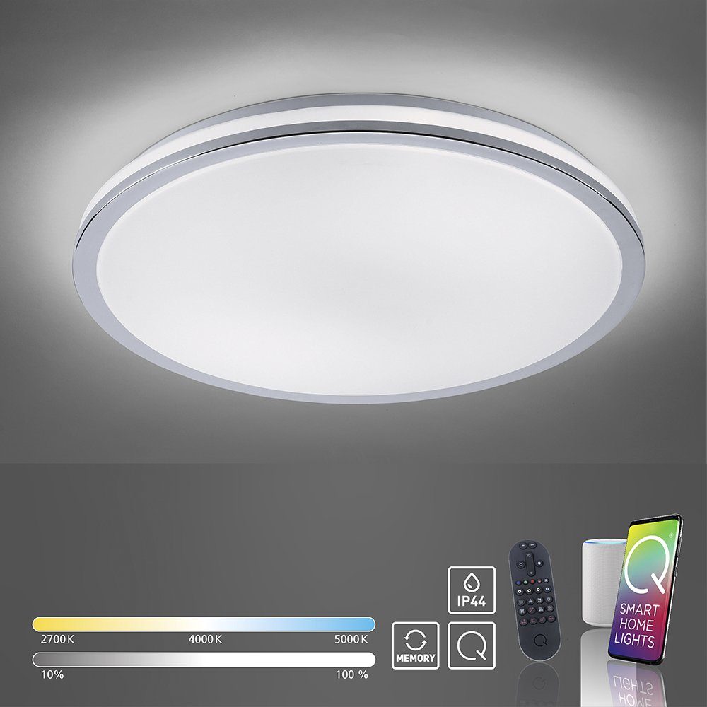 Paul Neuhaus Smarte LED-Leuchte LED Deckenleuchte, IP44 Q - BENNO Smart  Home, Smart Home, CCT-Farbtemperaturregelung, Dimmfunktion, Memoryfunktion,  mit Leuchtmittel, Badezimmer, dimmbar Fernbedienung, Farbwechsel CCT