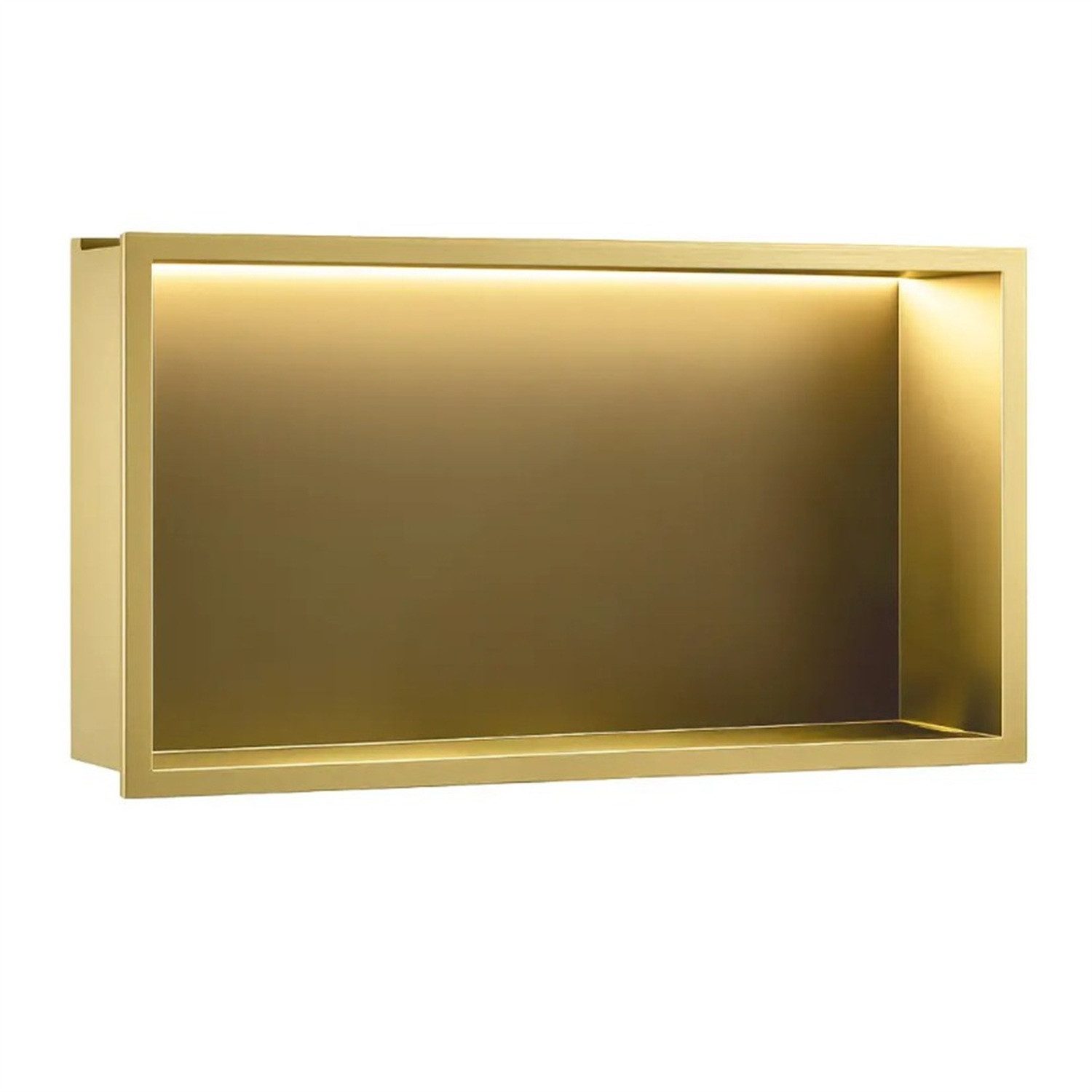 wohnwerk.idee Badregal LED Wandnische 30x60 cm Edelstahl mit Beleuchtung, IP66, Edelstahl AISI 304, integrierte LED-Beleuchtung