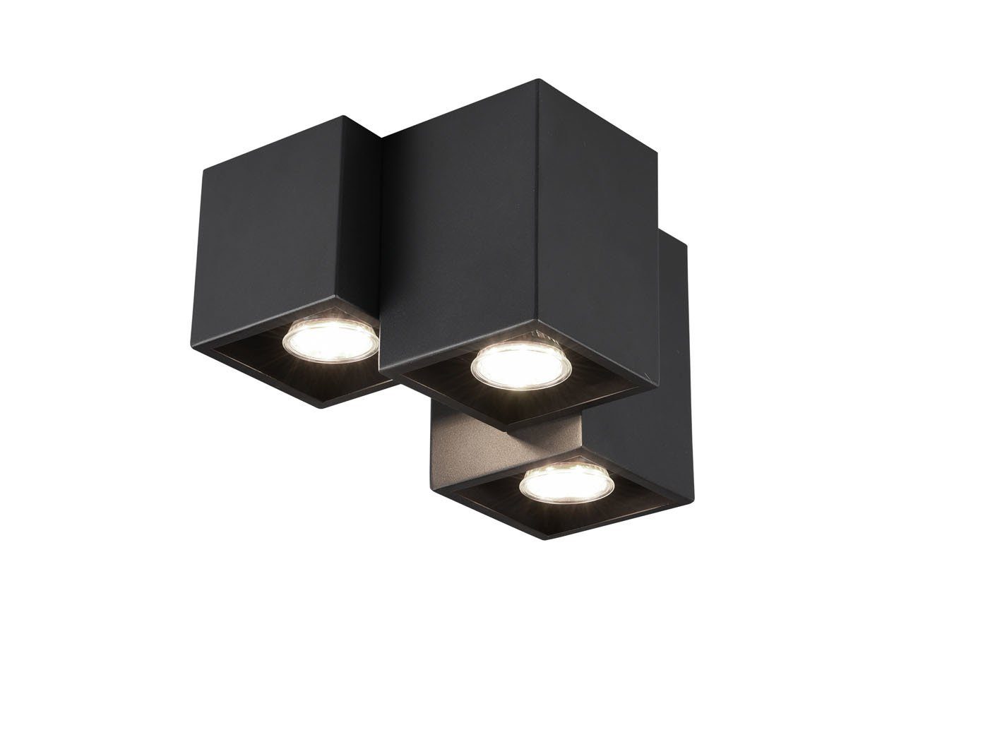 meineWunschleuchte viereckig Schwarz, LED Lichtspot-s wechselbar, Deckenstrahler, Warmweiß, Aufbauspot-s 23cm Breite minimalistisch LED