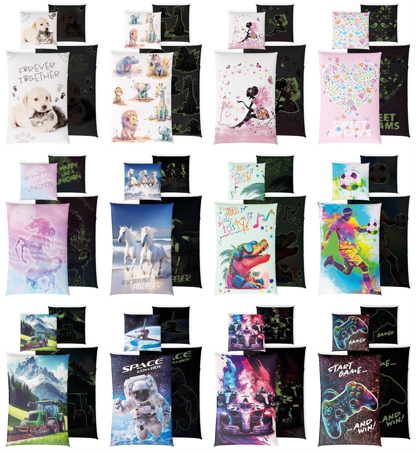 Carpe Sonno Kinderbettwäsche 135x200 +10 SPIELE +KINDERBUCH Baumwoll Bettwäsche Kind Jungen Mädchen, Renforcé, 2 teilig, Coole Bett Set Astronaut Weltall Waltraum Raumfahrt