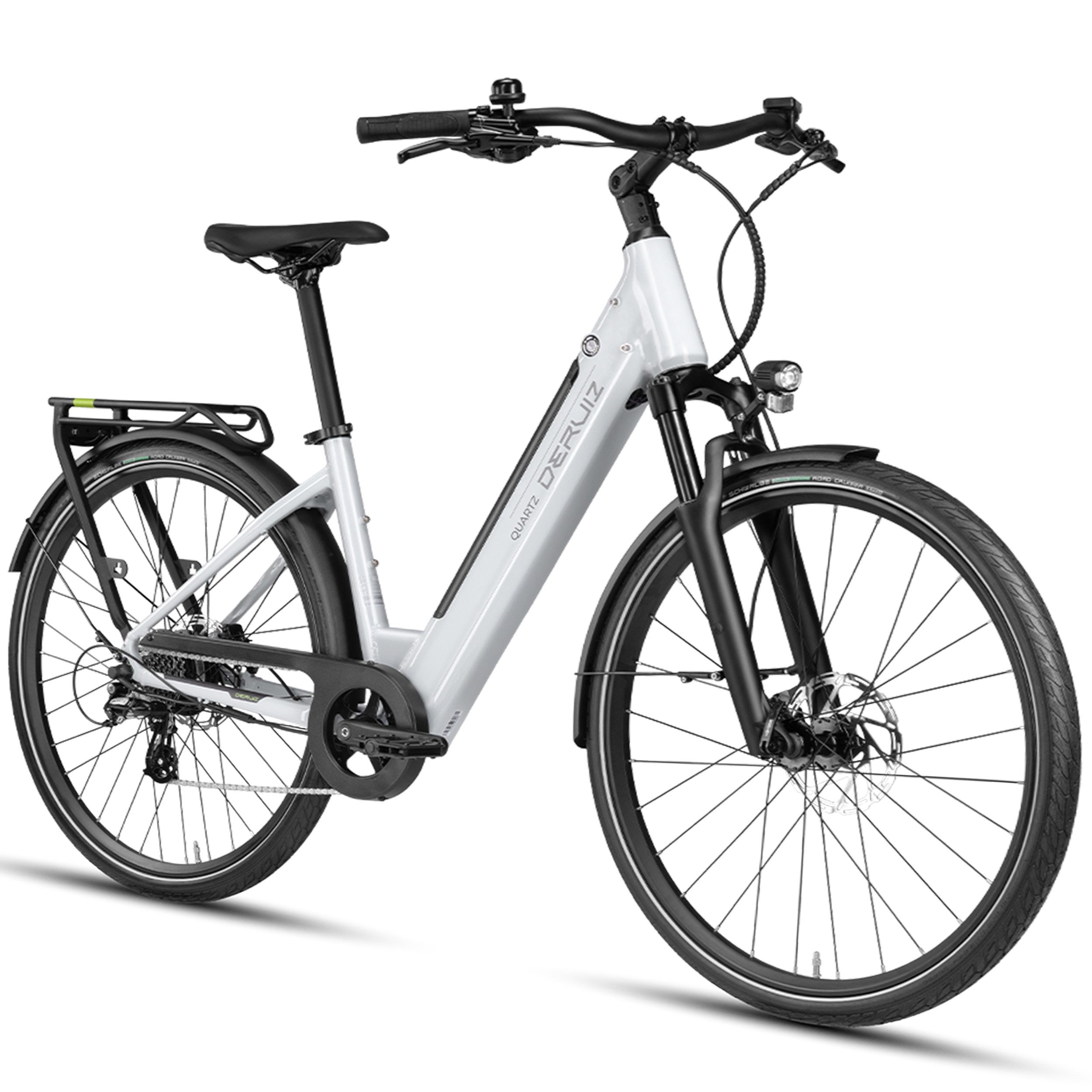 DERUIZ E-Bike Cityrad Elektrofahrrad 28 zoll, e-bike für Herren Damen, 48V Akku, 55Nm, 8 Gang Shimano RD-M310 Schaltwerk, Kettenschaltung, Heckmotor, 644 Wh, (Beleuchtungsset, mit Akku-Ladegerät), Quartz2026