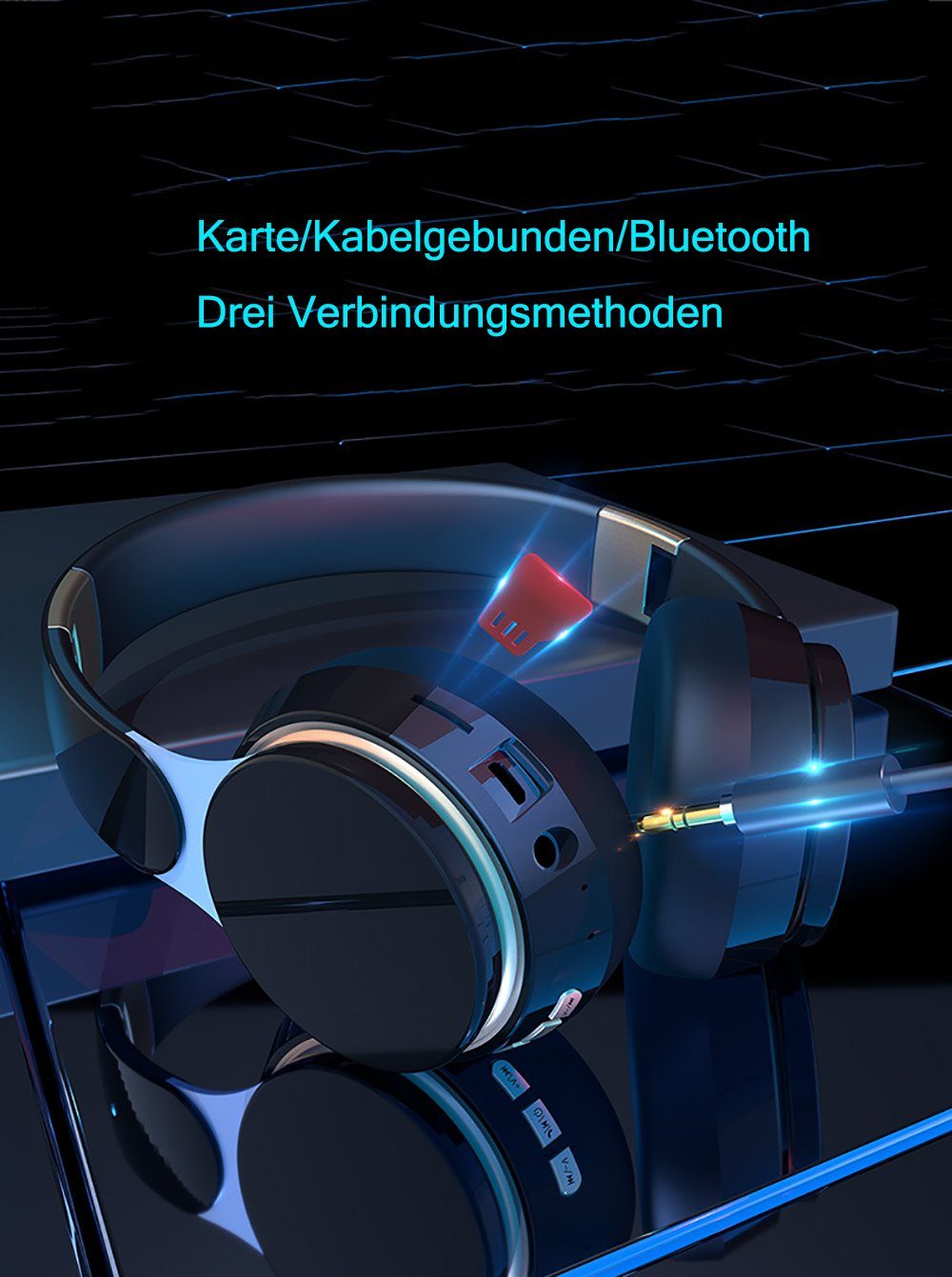 YSDYM Bluetooth Kopfhörer Over Std] Kopfhörer 52 Headset zu Bluetooth-Kopfhörer EQ-Modi,HiFi [Bis Faltbare grün 3 mit Kabellose Stereo (mit Ear, Mikrofon)