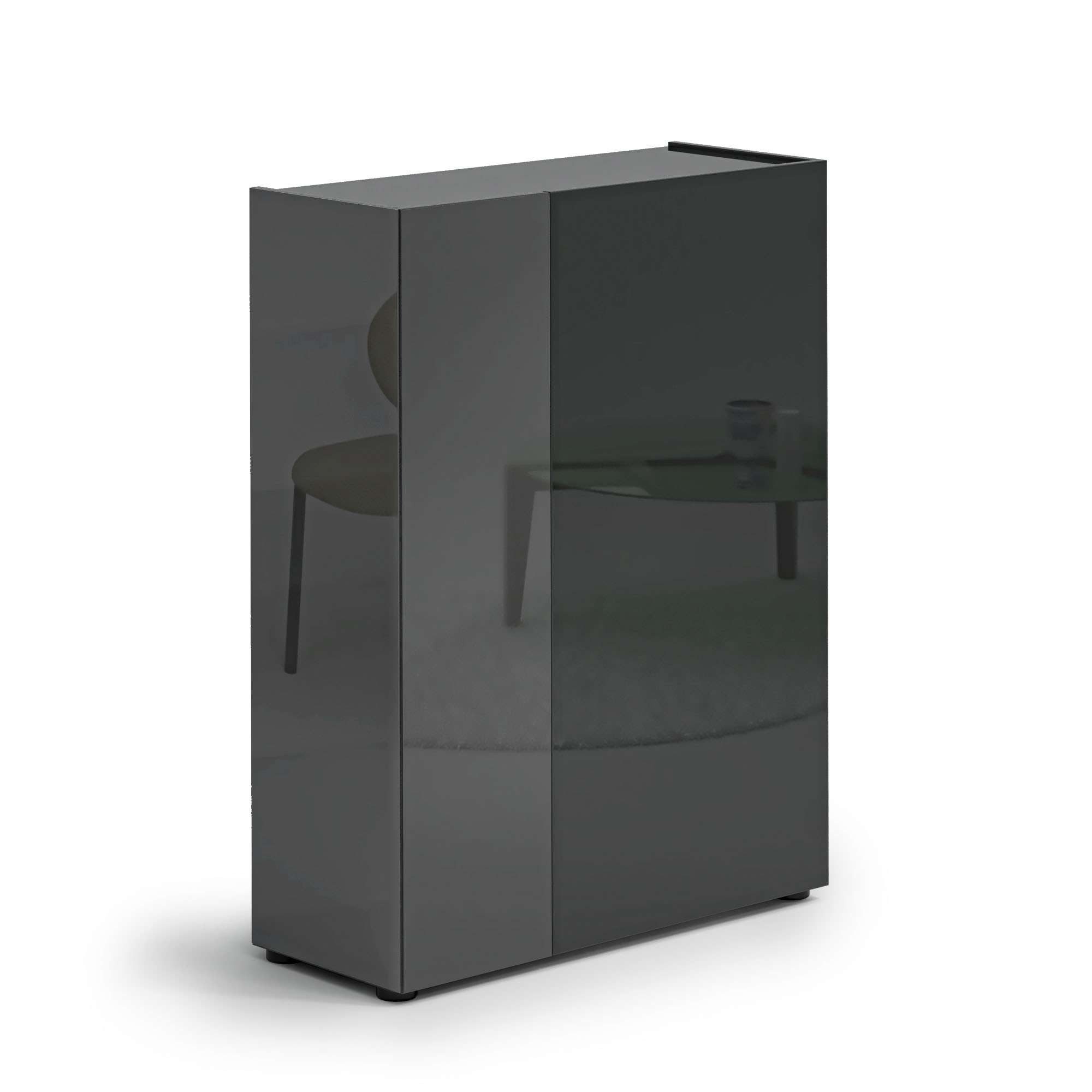 INOSIGN Schuhschrank Tanko,Schukommode,mit 5 verstellbare Holzböden, individuelle Fachhöhe (1-St) Tür und Seite mit verdunkeltem Spiegel,6 Fächer,24 paar Schuhe,87 cm