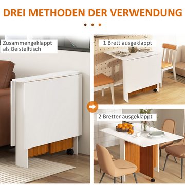 HOMCOM Klapptisch Esstisch Mobiler Schreibtisch mit klappbarer Arbeitsplatte (Küchentisch, 1-St., Esszimmertisch), für Küche Weiß