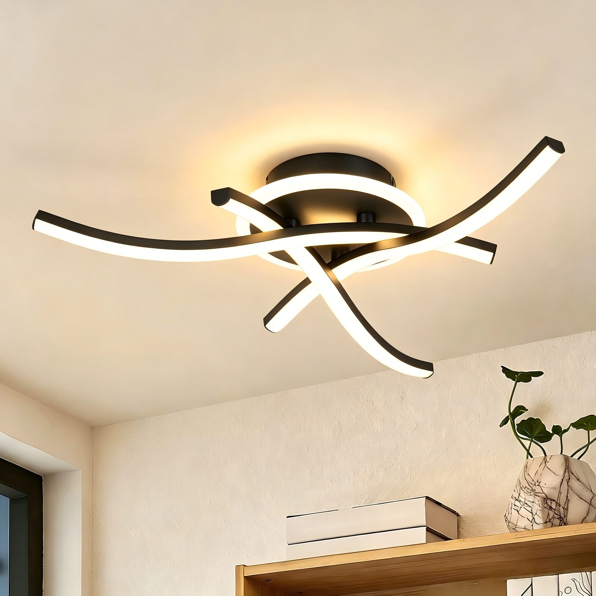 BlingBin Deckenleuchte LED Deckenlampe 21W, 3000K/4500K/6500K, LED Lampe 2100lm, Innenbeleuchtung, LED fest integriert, warmweiß, Naturweiß, Kaltweiß, Wohnzimmerlampe mit Memory Funktion für Schlafzimmer, Büro, Küche& Flur