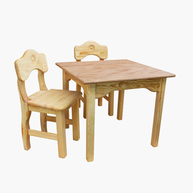 Madera Spielzeuge Kindersitzgruppe Kindertisch klein Set mit 2 Stühlen, (Spar Set, 3-tlg., 1 Tisch 2 Stühle), Made in Germany
