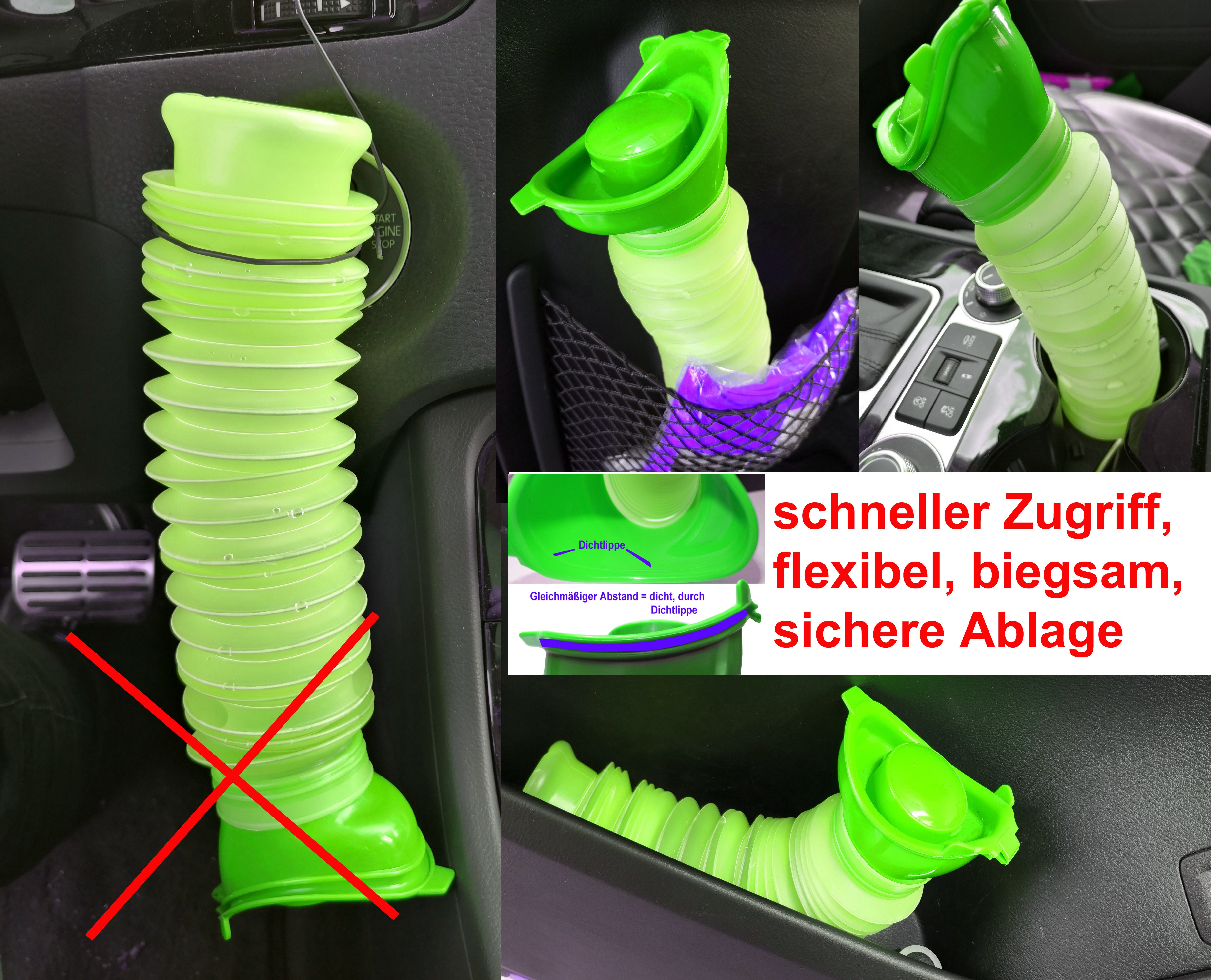 MEDUP Campingtoilette Uriwell Falturinal mobile Toilette grün für Erwachsene und Kinder, (1-St), Uriwell grün 800ml