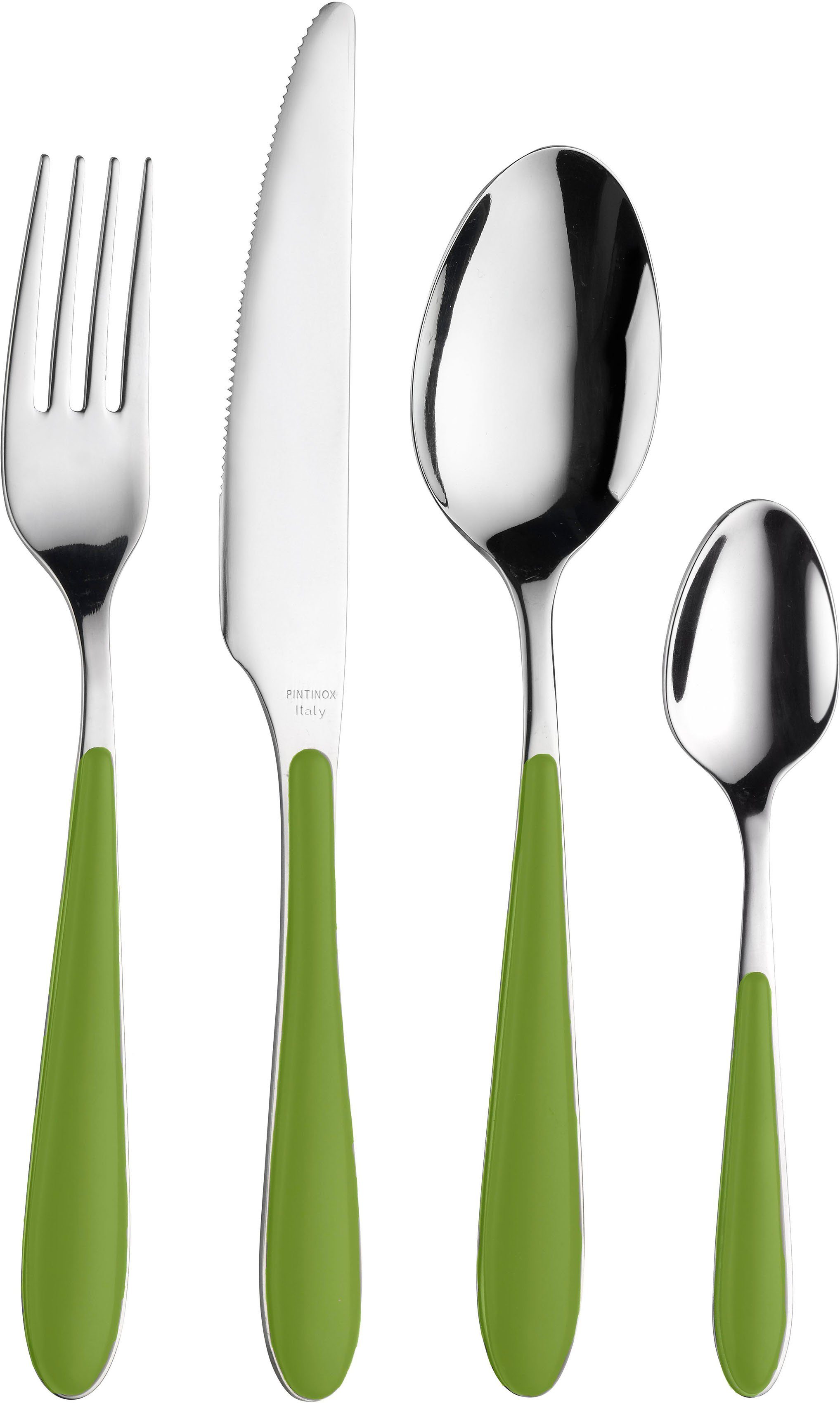 PINTINOX Besteck-Set Canaletto (24-tlg), 6 Personen, Edelstahl 18/10, mit Kunststoffgriff, spülmaschinengeeignet