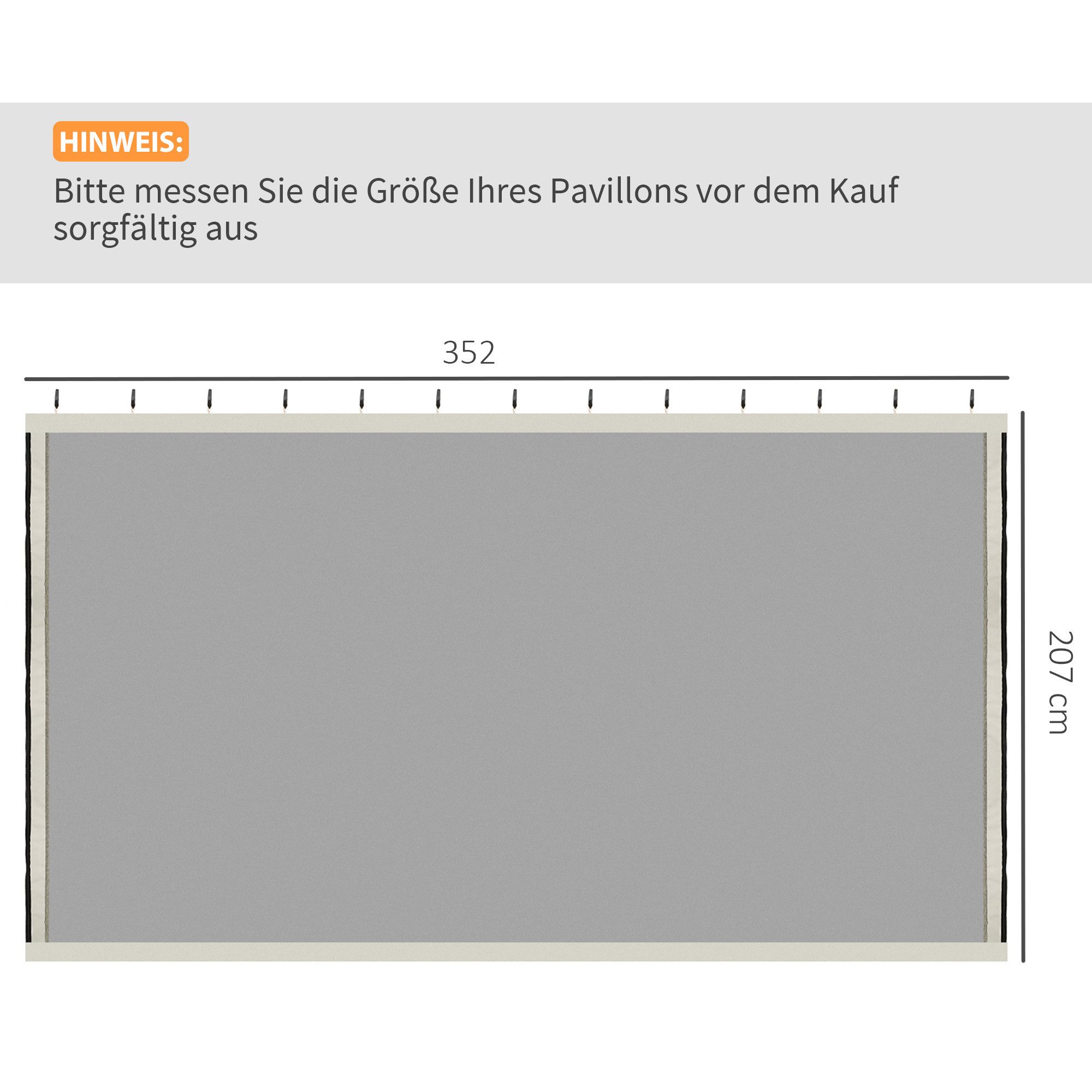 Outsunny Moskitonetz für 3x4 Pavillon 4 Seitenteile, Fliegennetz mit Haken, Reißverschluss (Pavillon, 1 St., Fliegennetz), für Garten, Balkon, Schwarz