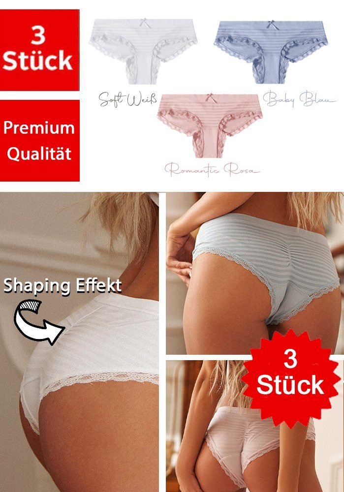 #1 Topseller Slip (3-er Pack) Premium Shaping Slip Unterhose für einen knackigen Po Bunt