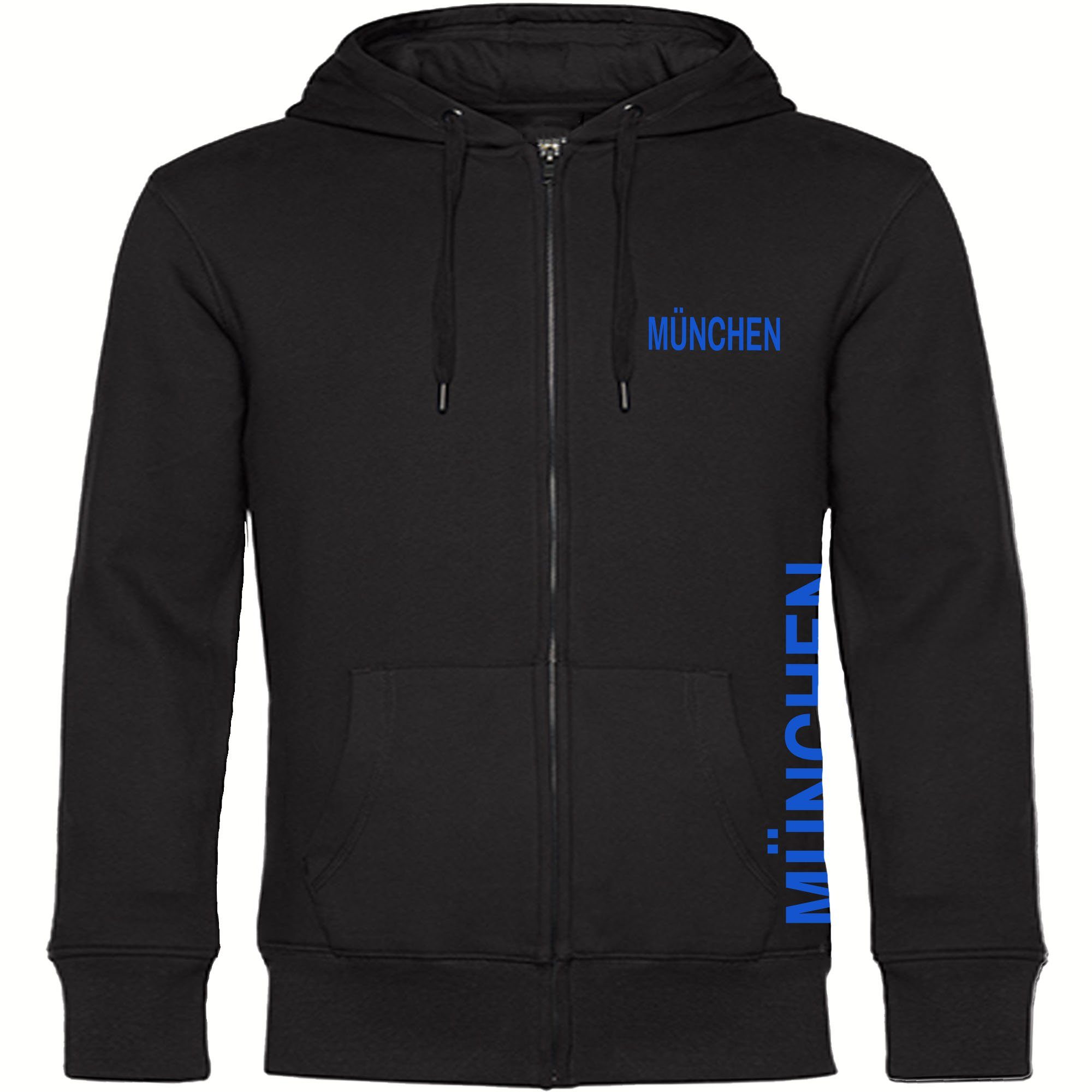 Kapuzensweatjacke München blau - Brust & Seite - Sweat