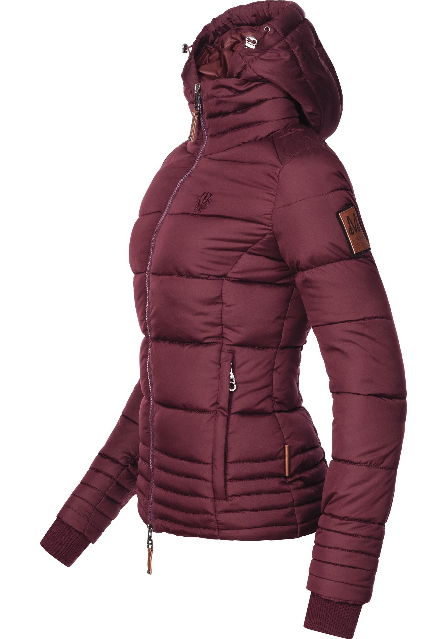 Marikoo Winterjacke Sole modisch taillierte Steppjacke weinrot für Winter den Damen