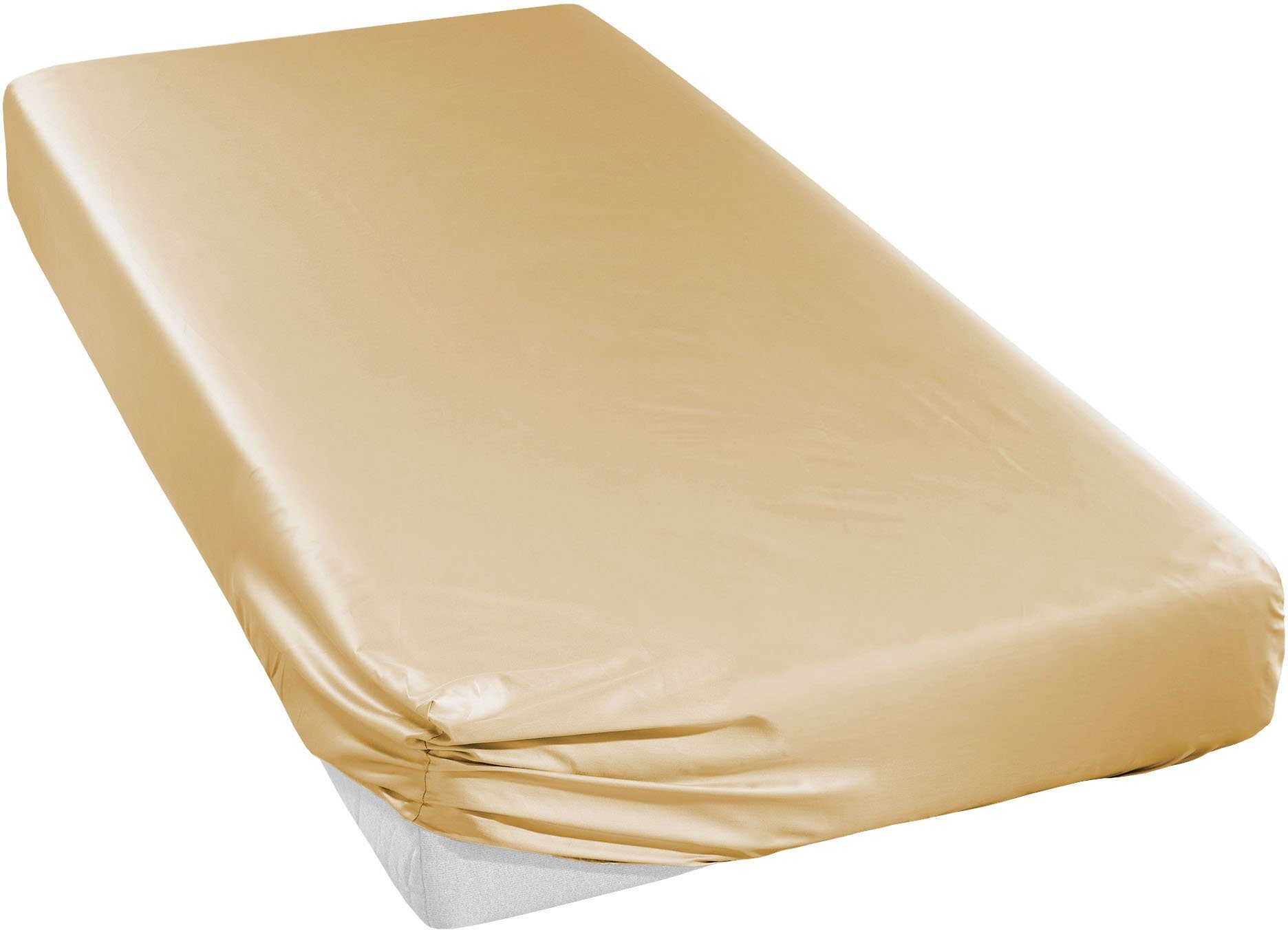 Spannbettlaken Uni-Mako-Satin in Gr. 90x200, 140x200 oder 180x200 cm, Curt Bauer, Satin, Gummizug: rundum, (1 Stück), aus Baumwolle, für Matratzen bis 20 cm Höhe, Bettlaken, Spannbetttuch