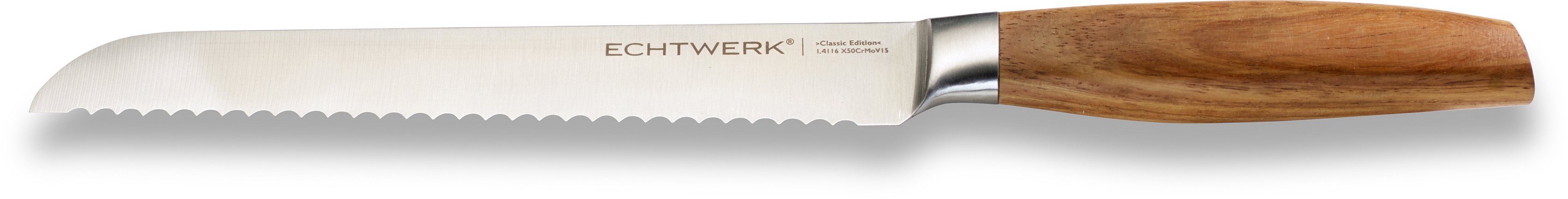 ECHTWERK Brotmesser Classic Edition, Küchenmesser, Edelstahl, Klingenlänge 20 cm, Griff aus Akazienholz