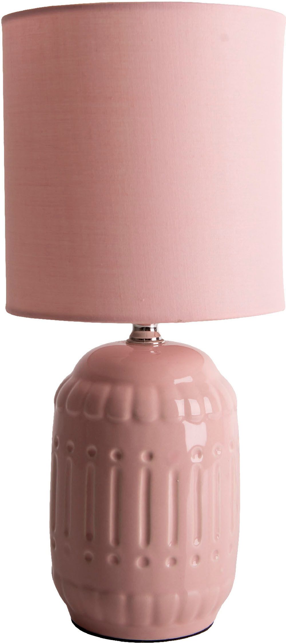 näve Tischleuchte Erida, ohne Leuchtmittel, Textilschirm, Keramikfuß, rosa, günstig online kaufen