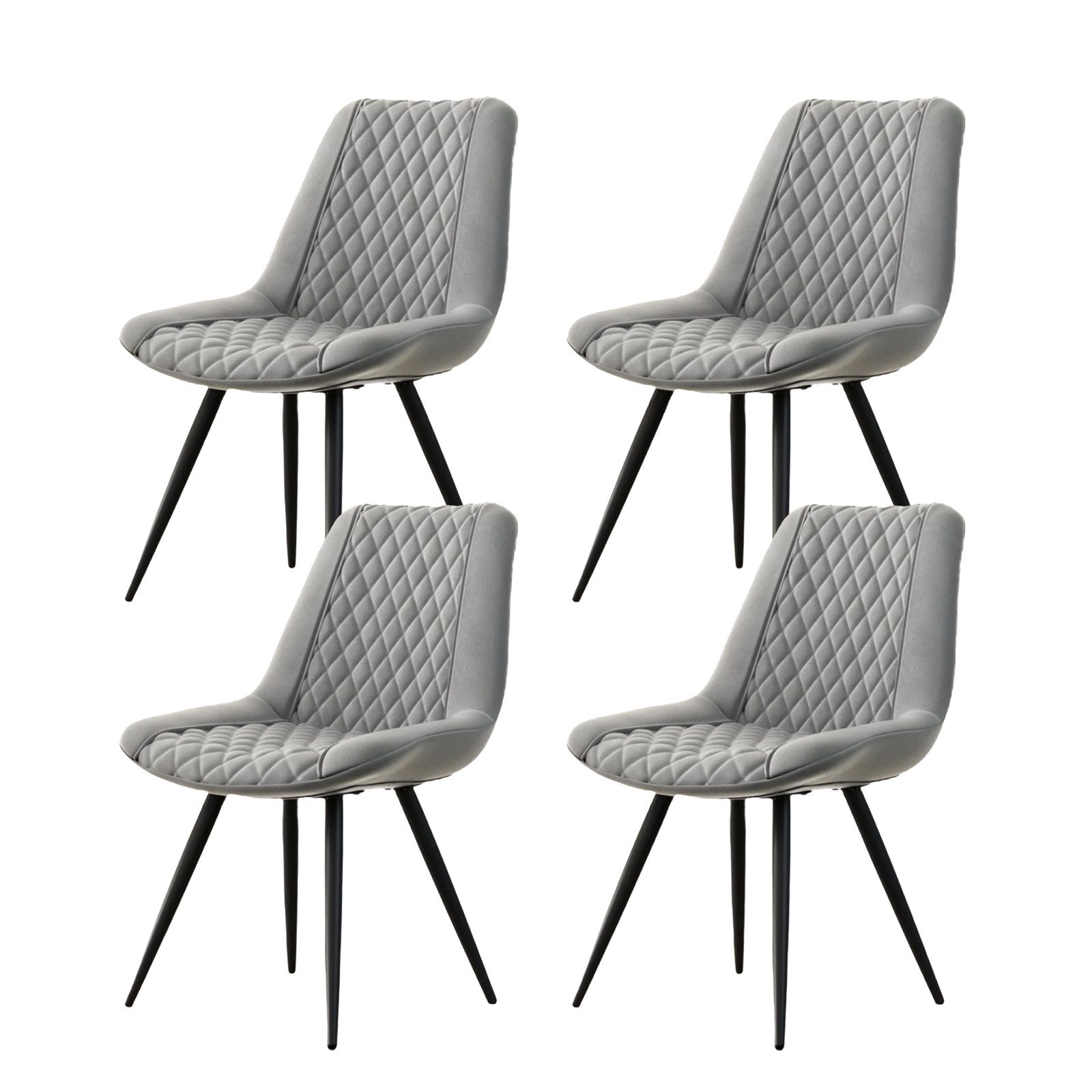 HTI-Living 4-Fußstuhl Stuhl Astrid Kunstleder Grau günstig online kaufen