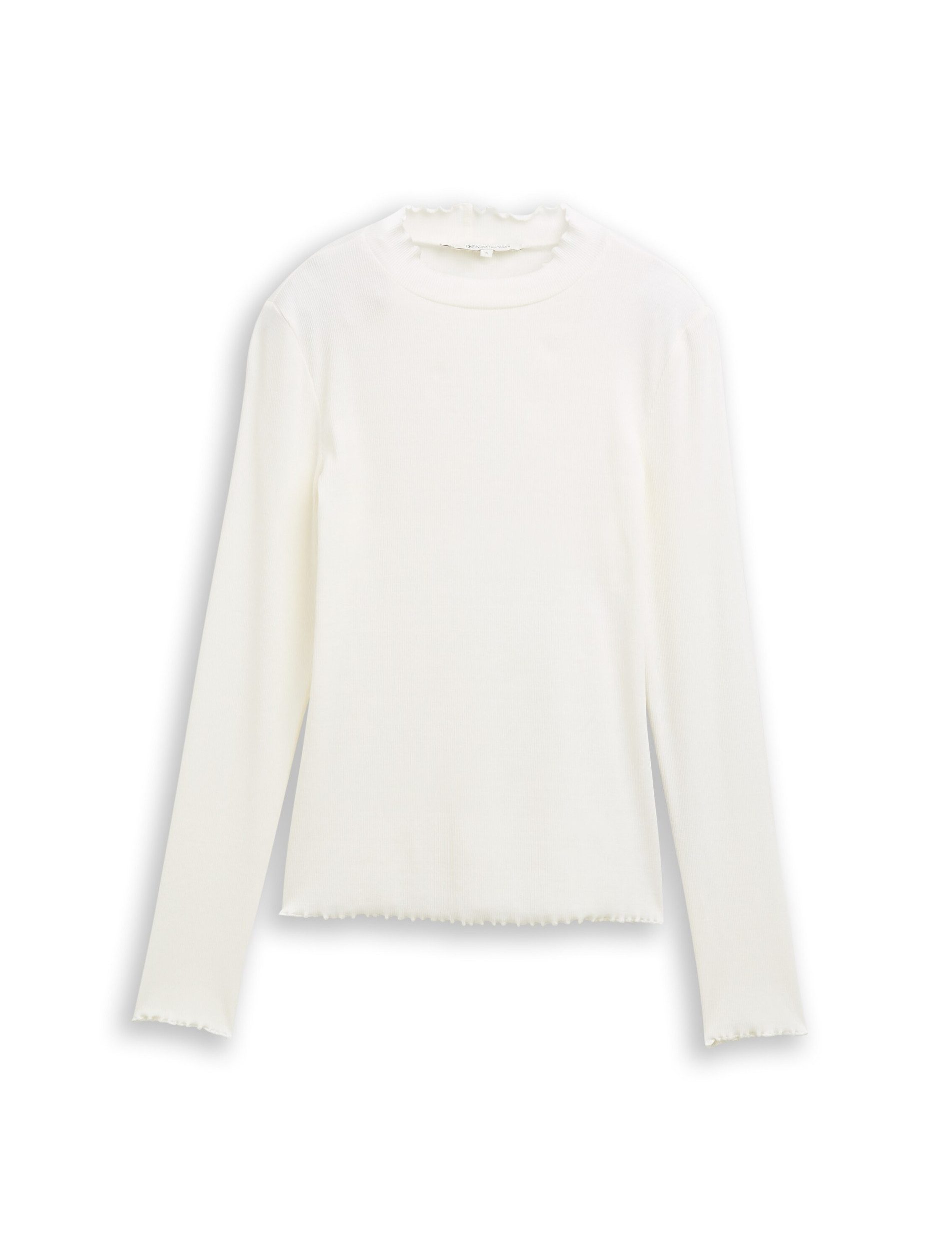 TOM TAILOR Denim Langarmshirt rib longsleeve with frill edge günstig online kaufen