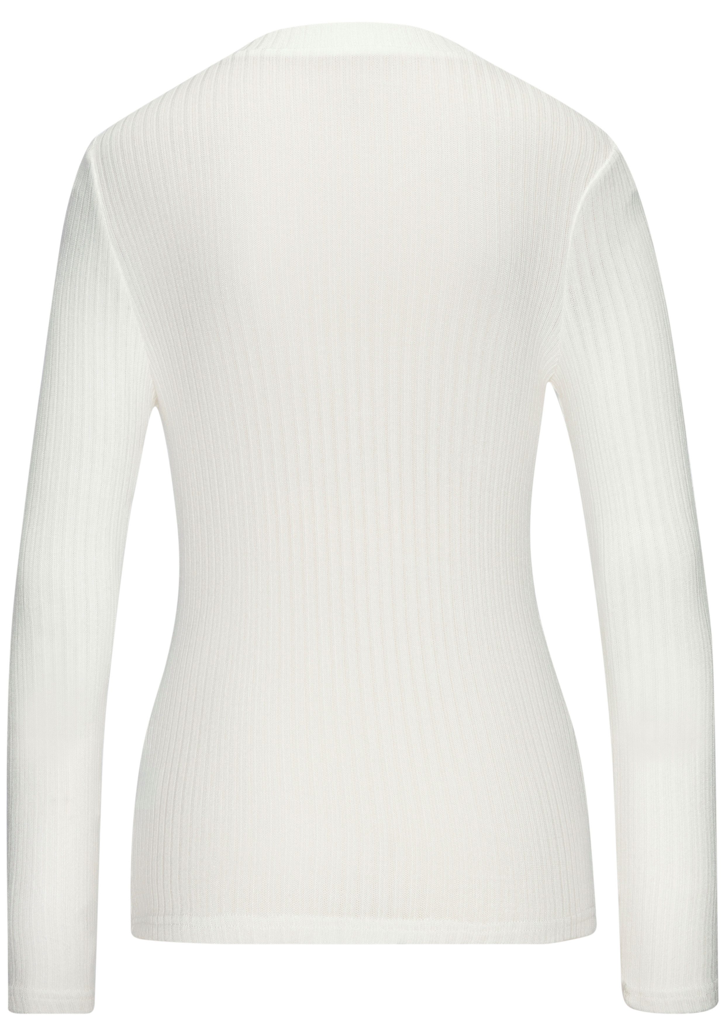 LASCANA Langarmshirt mit kurzer Knopfleiste aus weicher Viskose-Ripp-Qualität