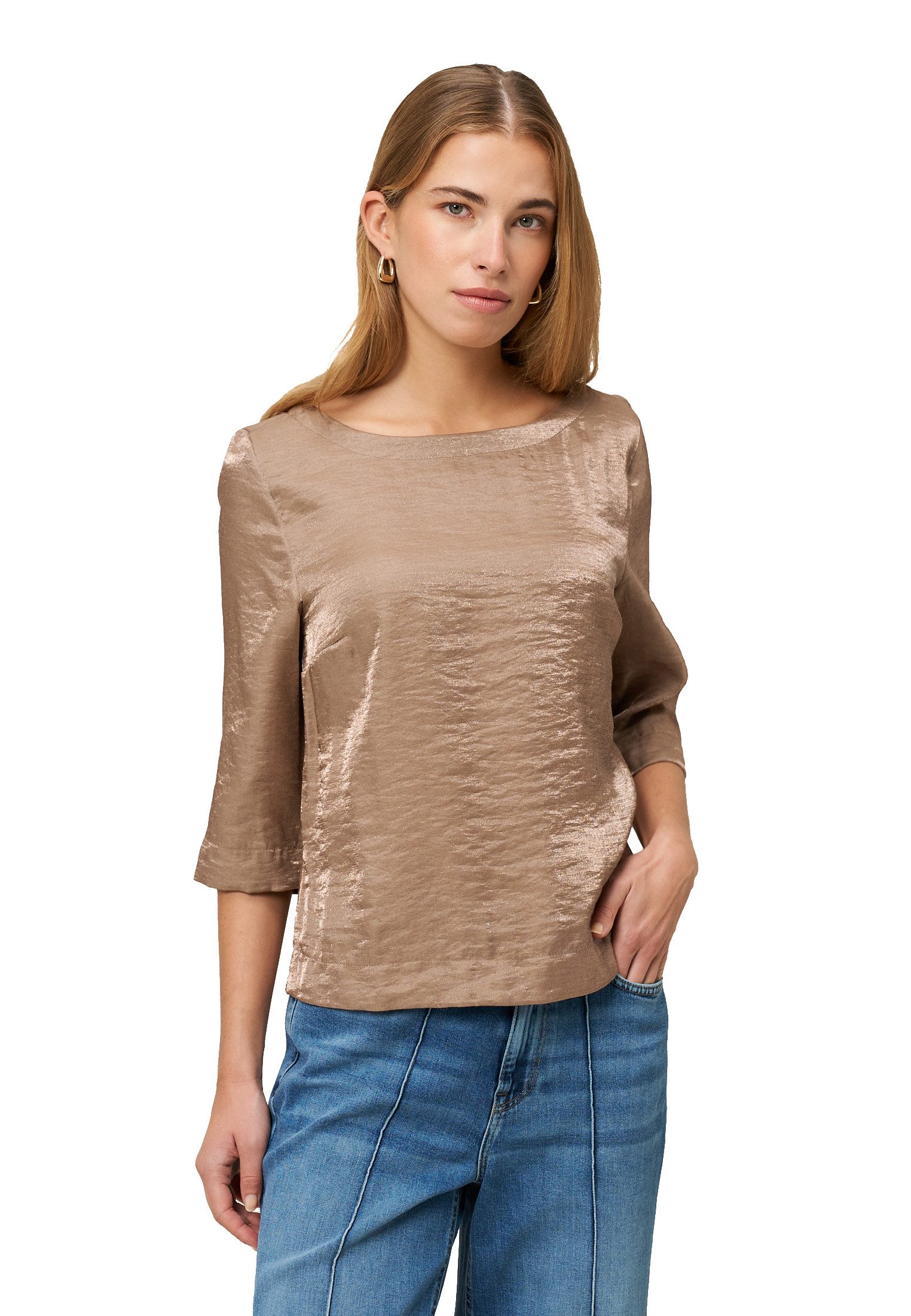 Zero Klassische Bluse Damen mit Knittereffekt