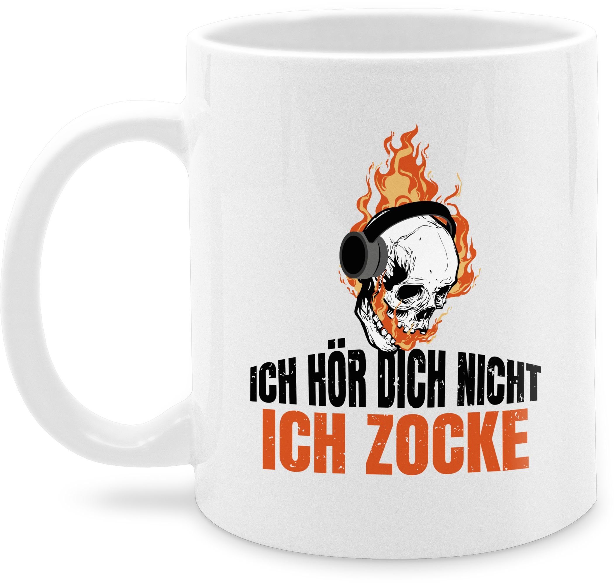 nicht 2 Shirtracer Sprüche Tasse Ich zocke hör Totenkopf, Ich dich Statement Weiß Keramik,