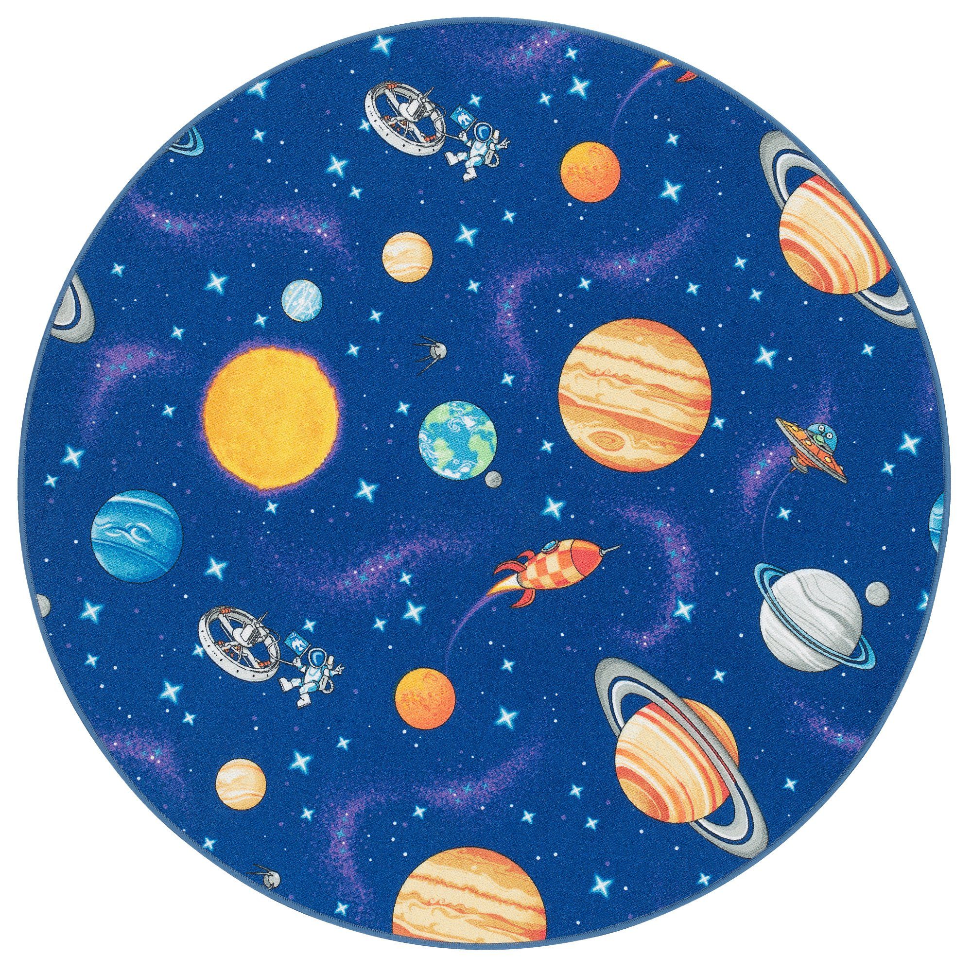 Snapstyle Kinderteppich Kinder Spiel Teppich Weltall Rund, Rund, Höhe: 4 mm günstig online kaufen